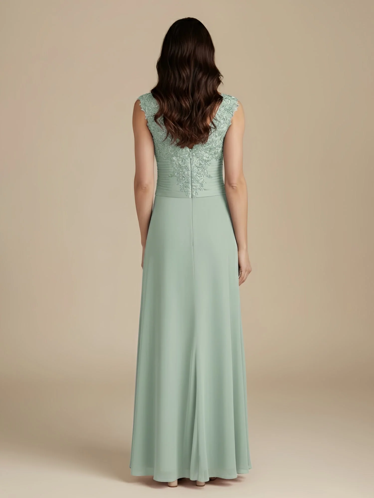 A-Line Sweetheart Neck Pleated Lace Ruffles Dress Coral - Image 2