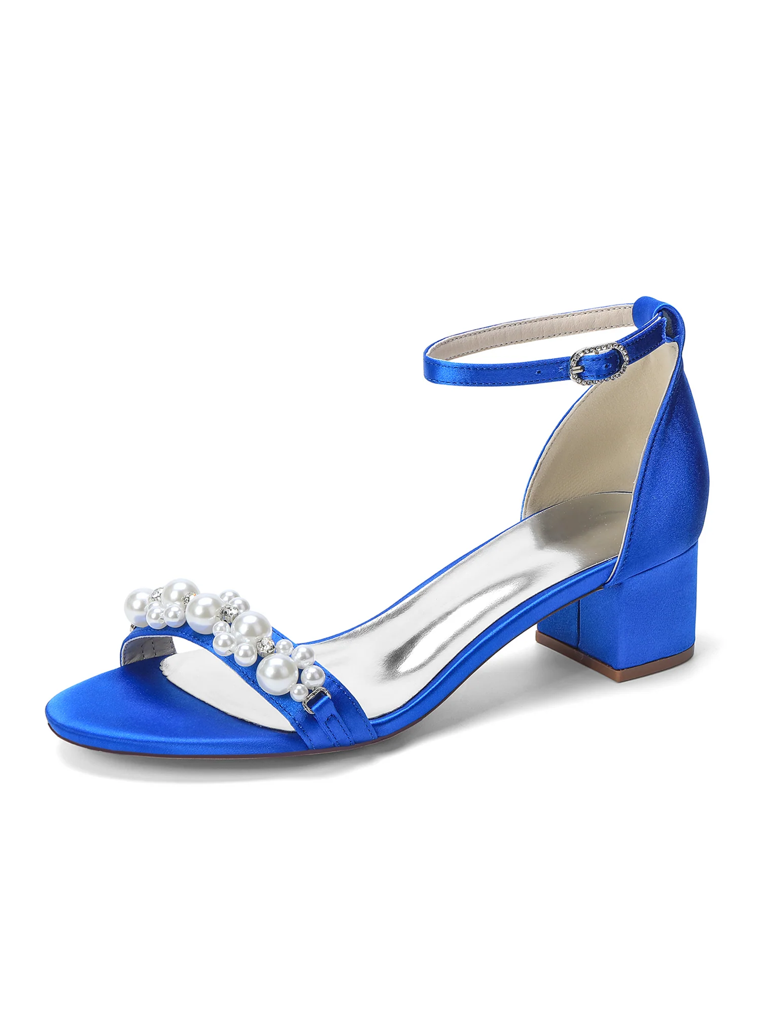 Pearl and Crystal Strap Block Heel Sandals - Image 15