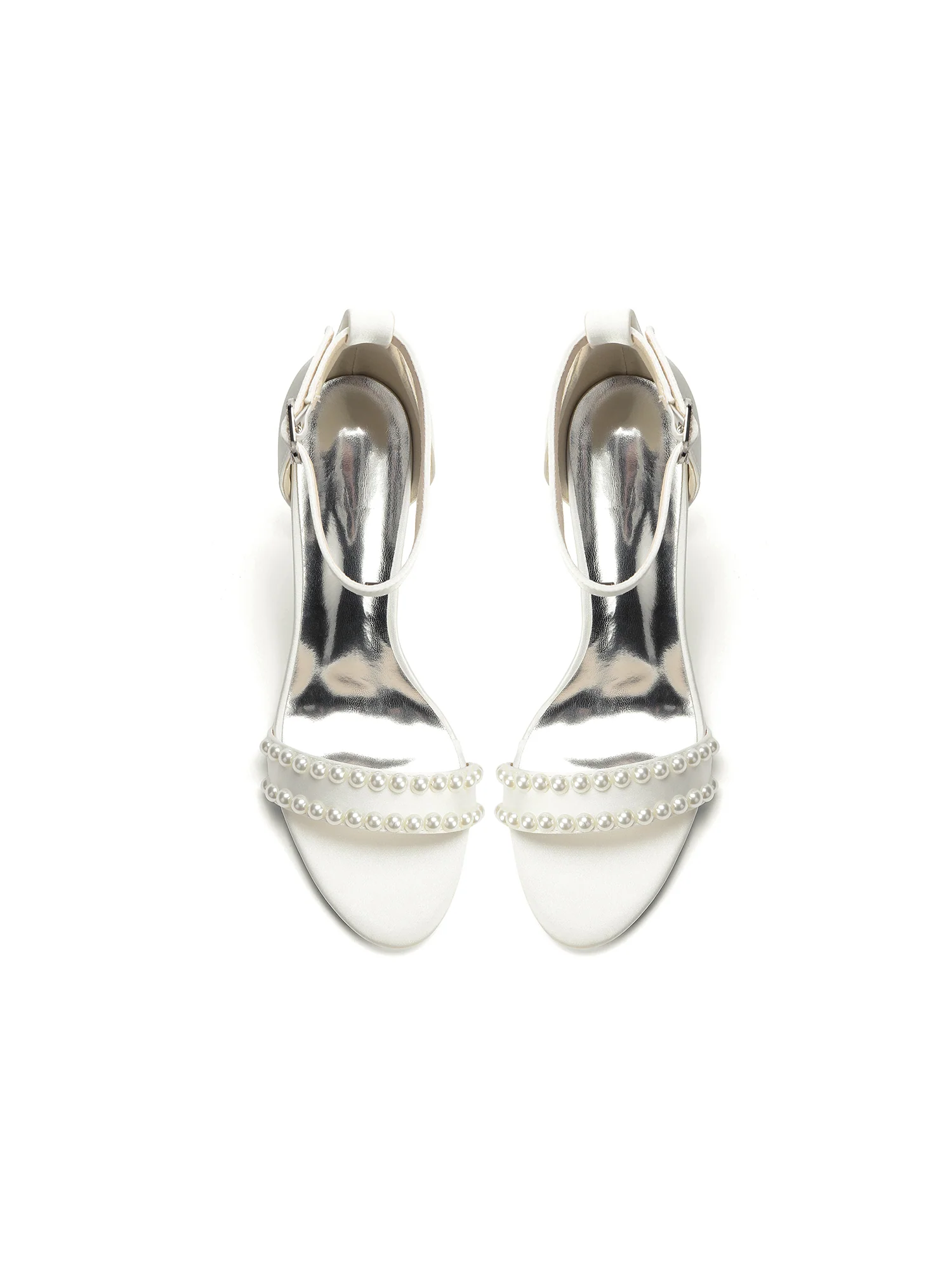 Double Row Pearl Block Heel Sandals - Image 12