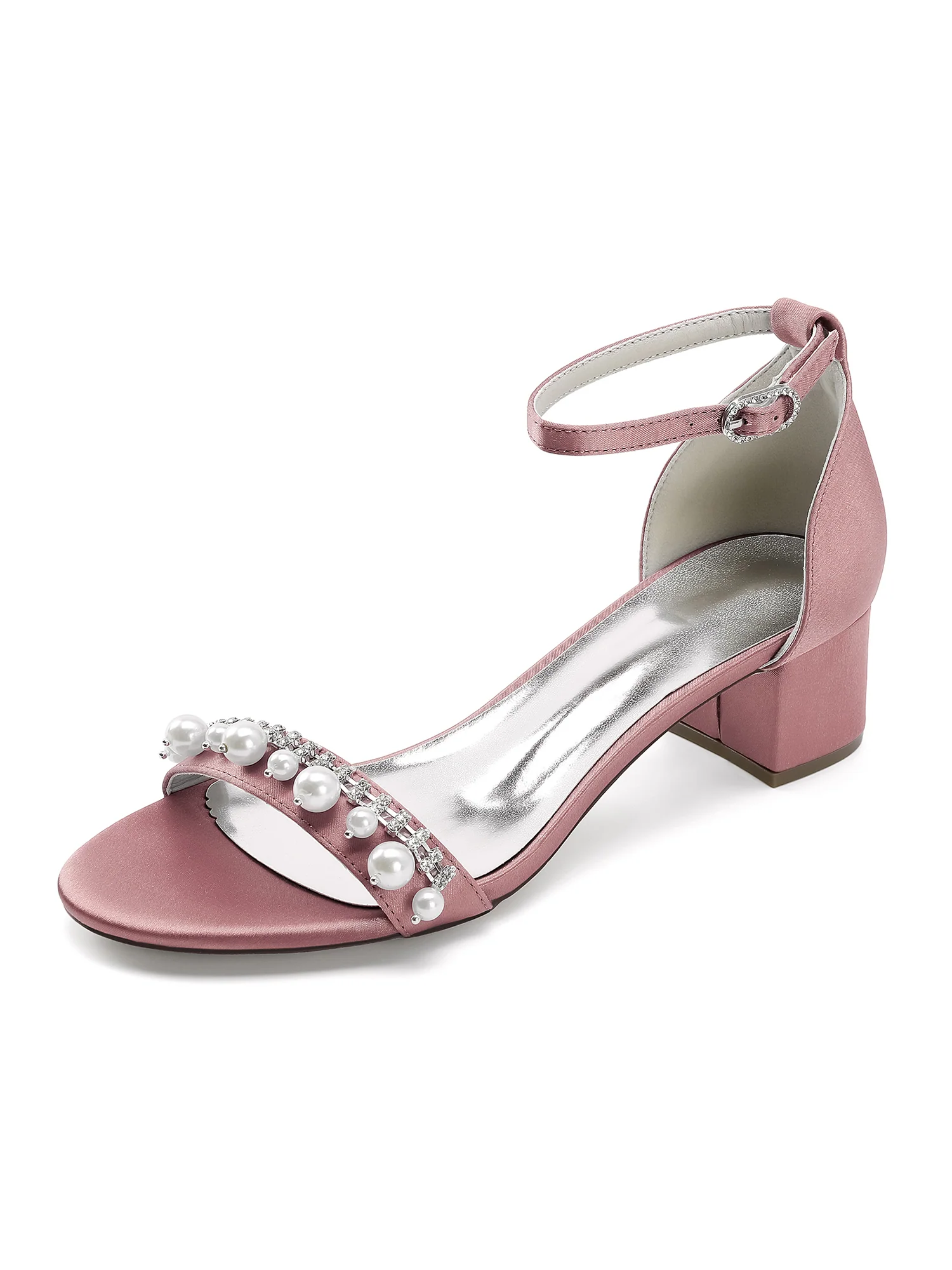 Pearl and Rhinestone Block Heel Sandals - Image 6