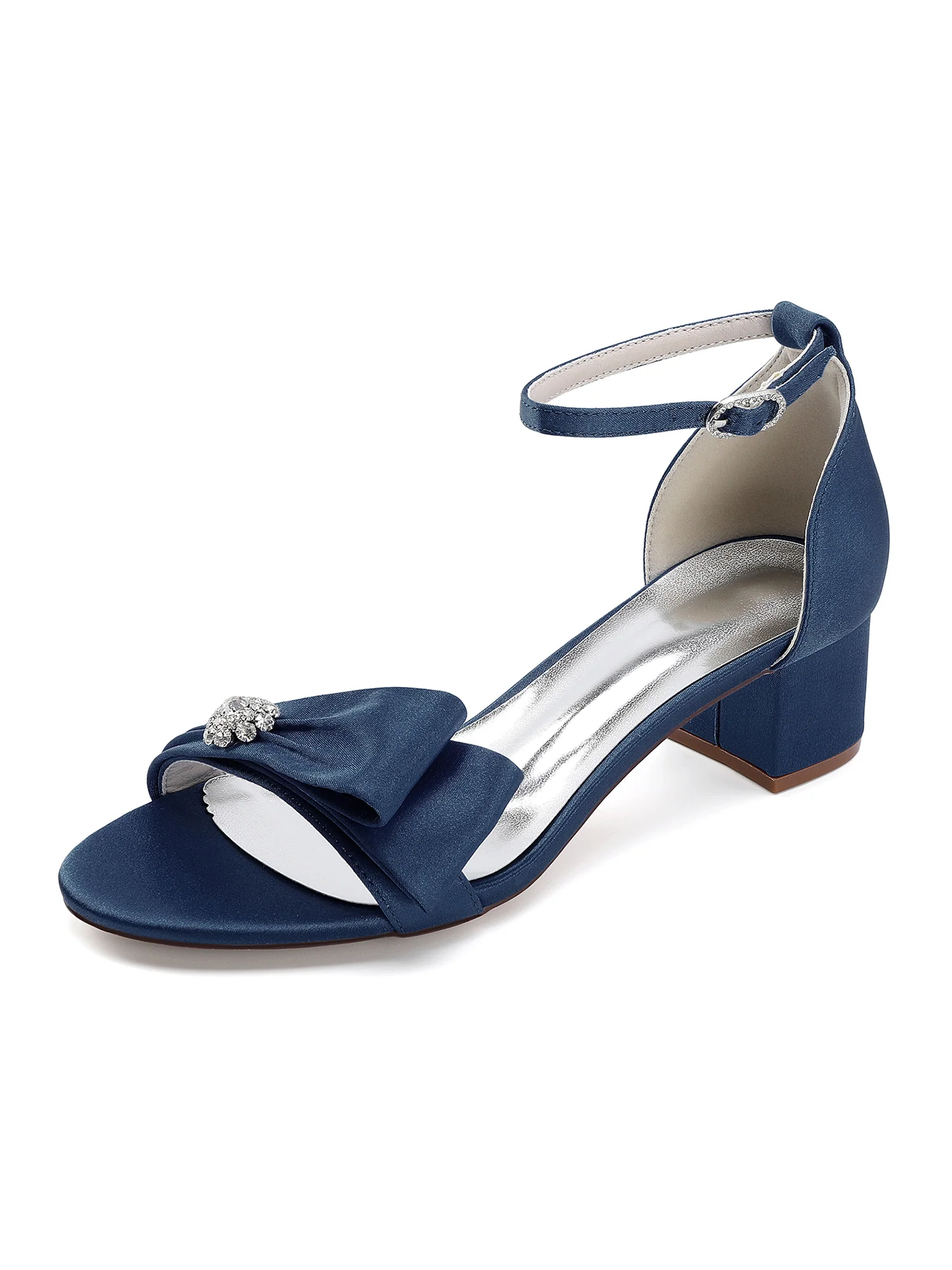 Satin Bowknot Ankle Strap Block Heels - Image 5