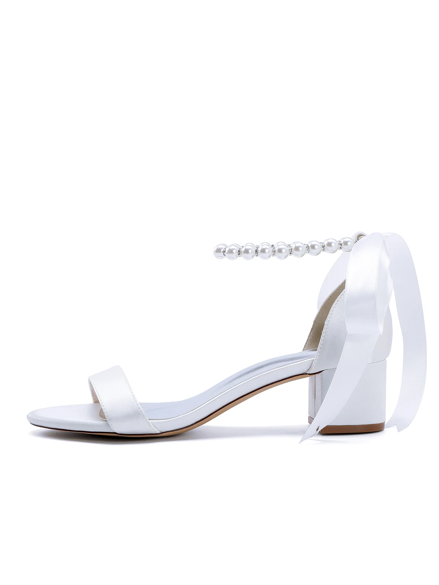 Pearl Ankle Strap Bow Tie Block Heels - Image 15