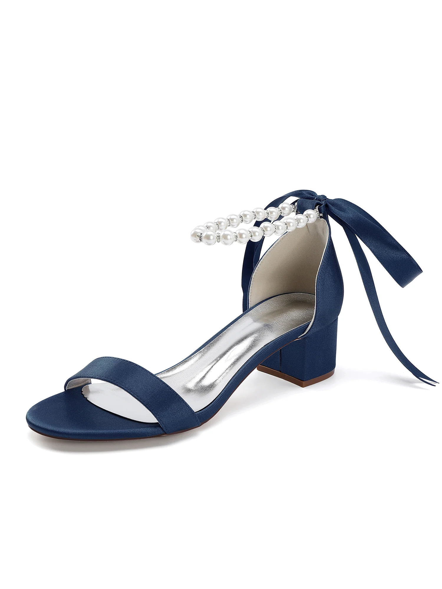 Pearl Ankle Strap Bow Tie Block Heels - Image 5