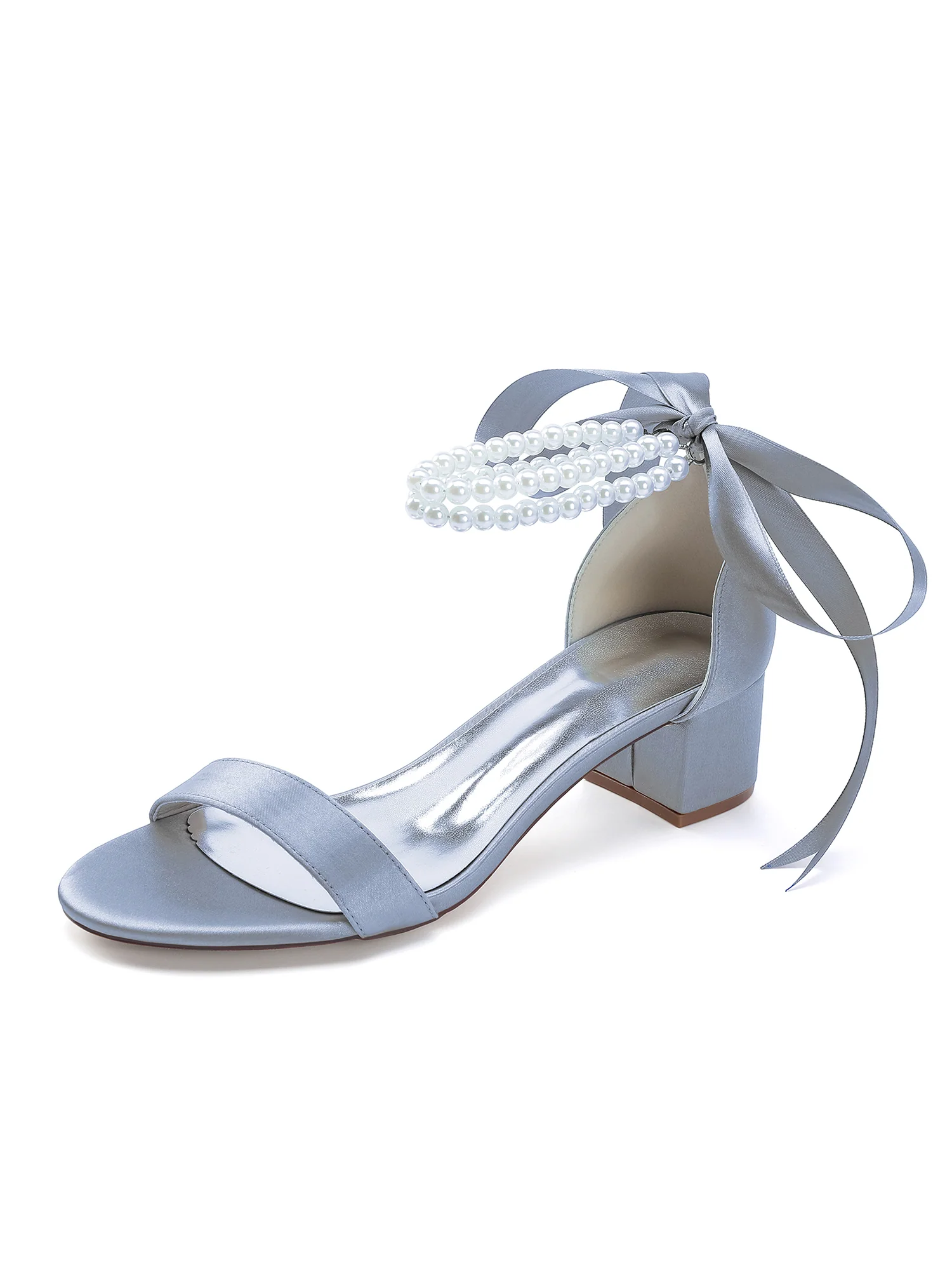 Pearl Strand Bow Tie Block Heels - Image 13