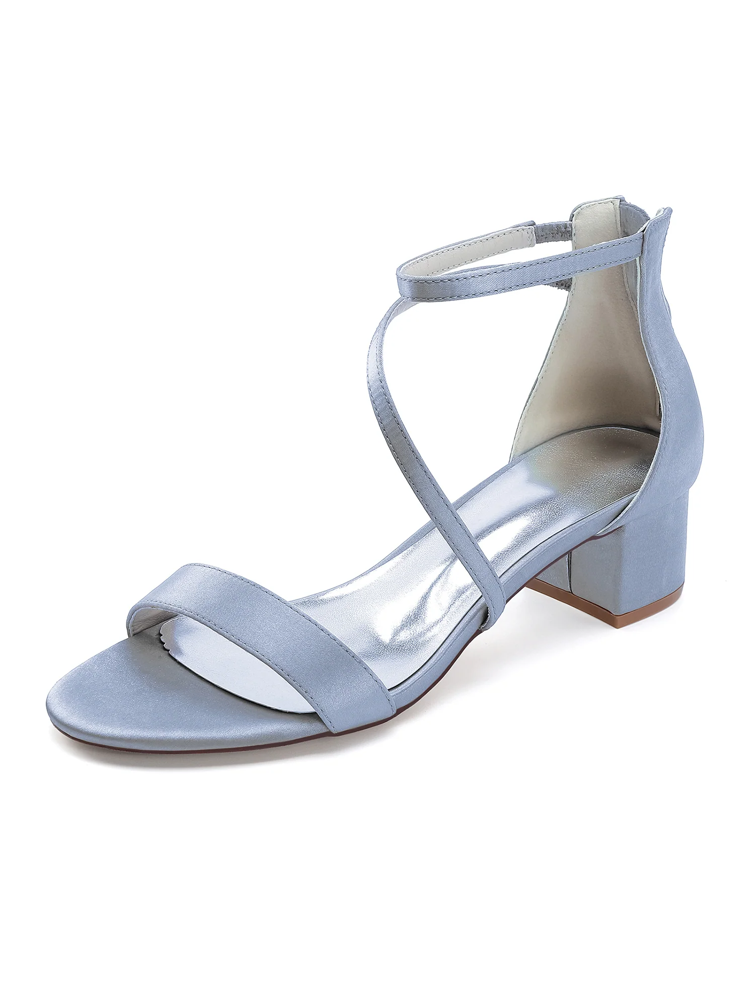 Minimalist Satin Crisscross Block Heels - Image 11