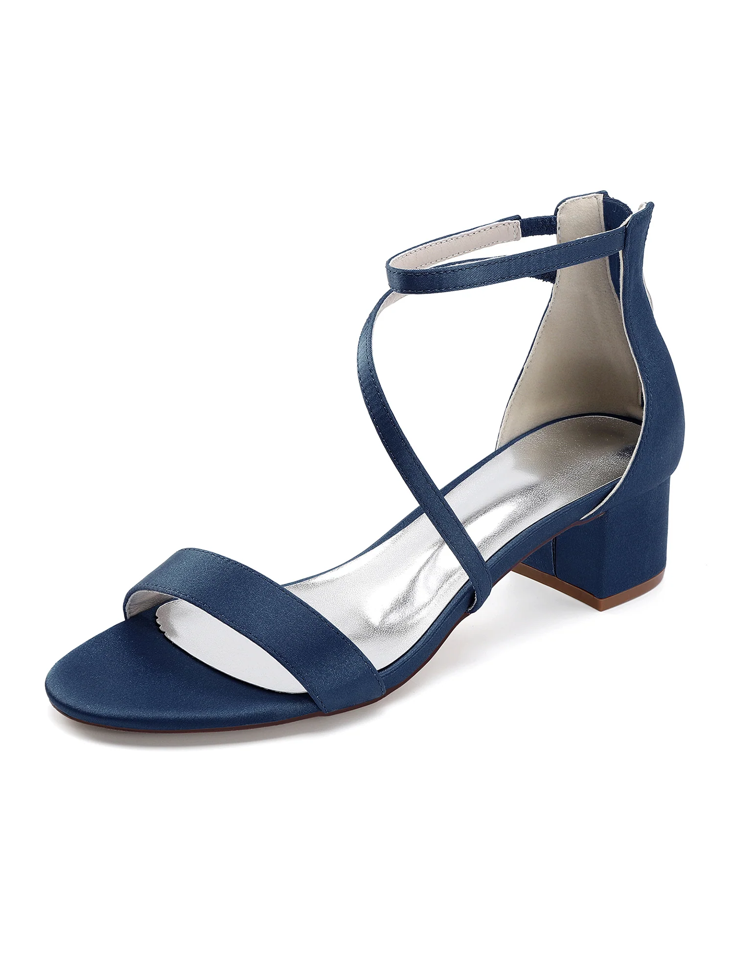Minimalist Satin Crisscross Block Heels - Image 5
