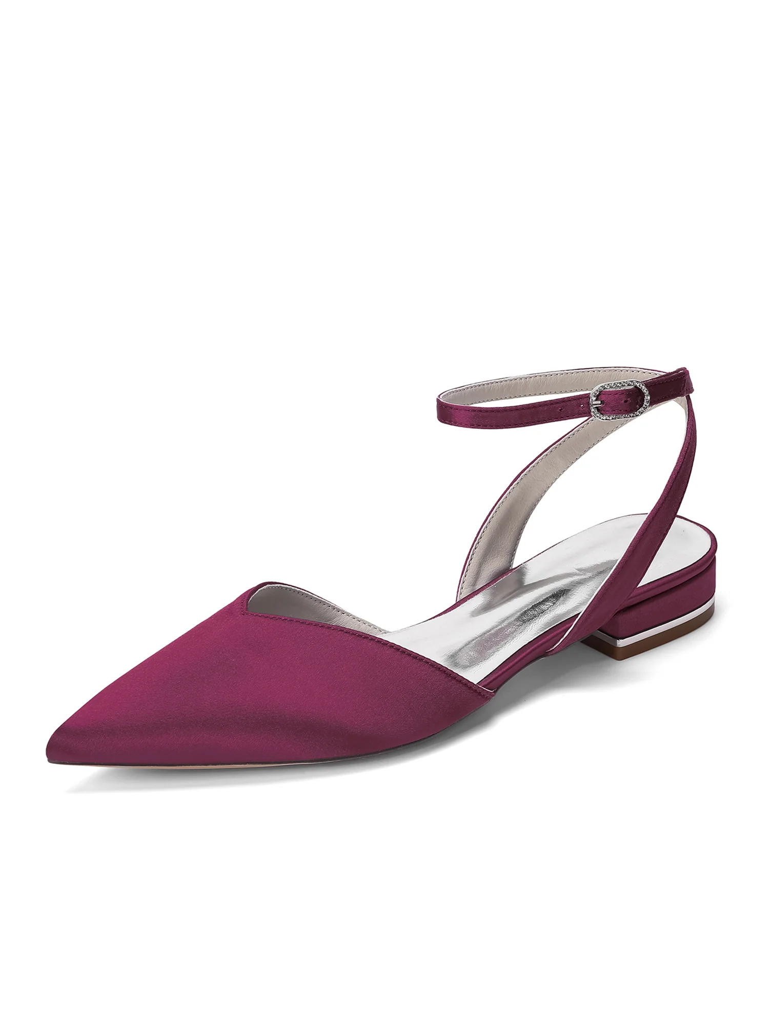 Satin Pointed Toe Slingback Low Block Heels - Image 2