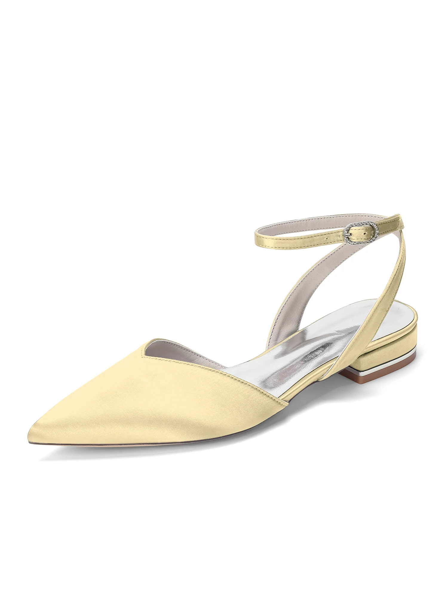 Satin Pointed Toe Slingback Low Block Heels - Image 4