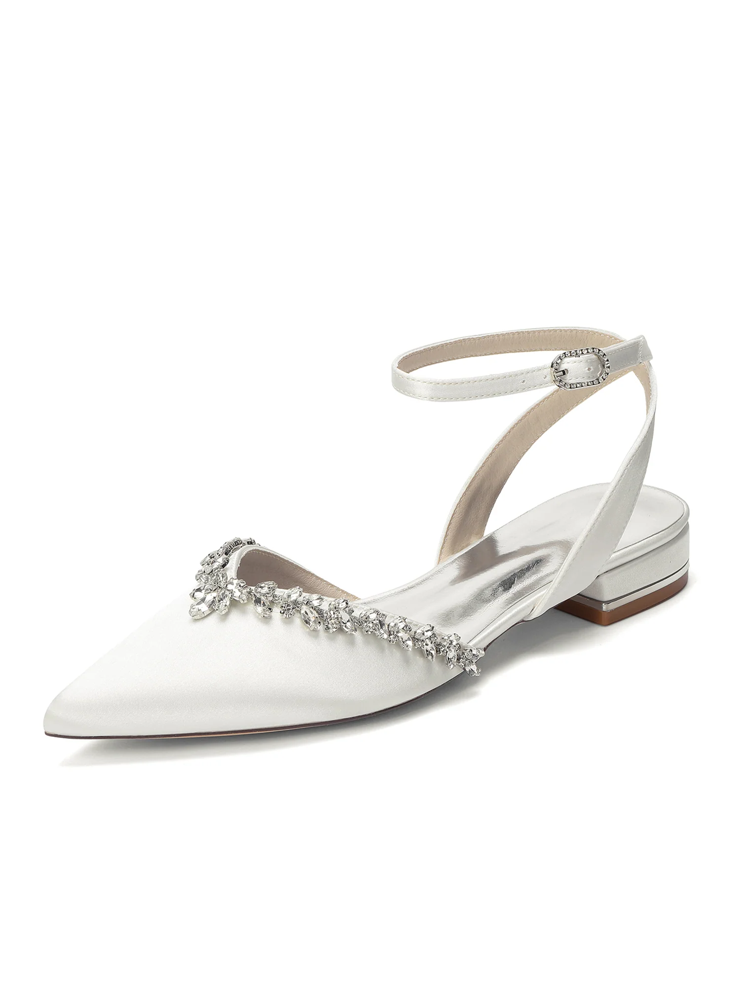 Pointed Toe Low Block Heels with Crystal Trim - Image 9