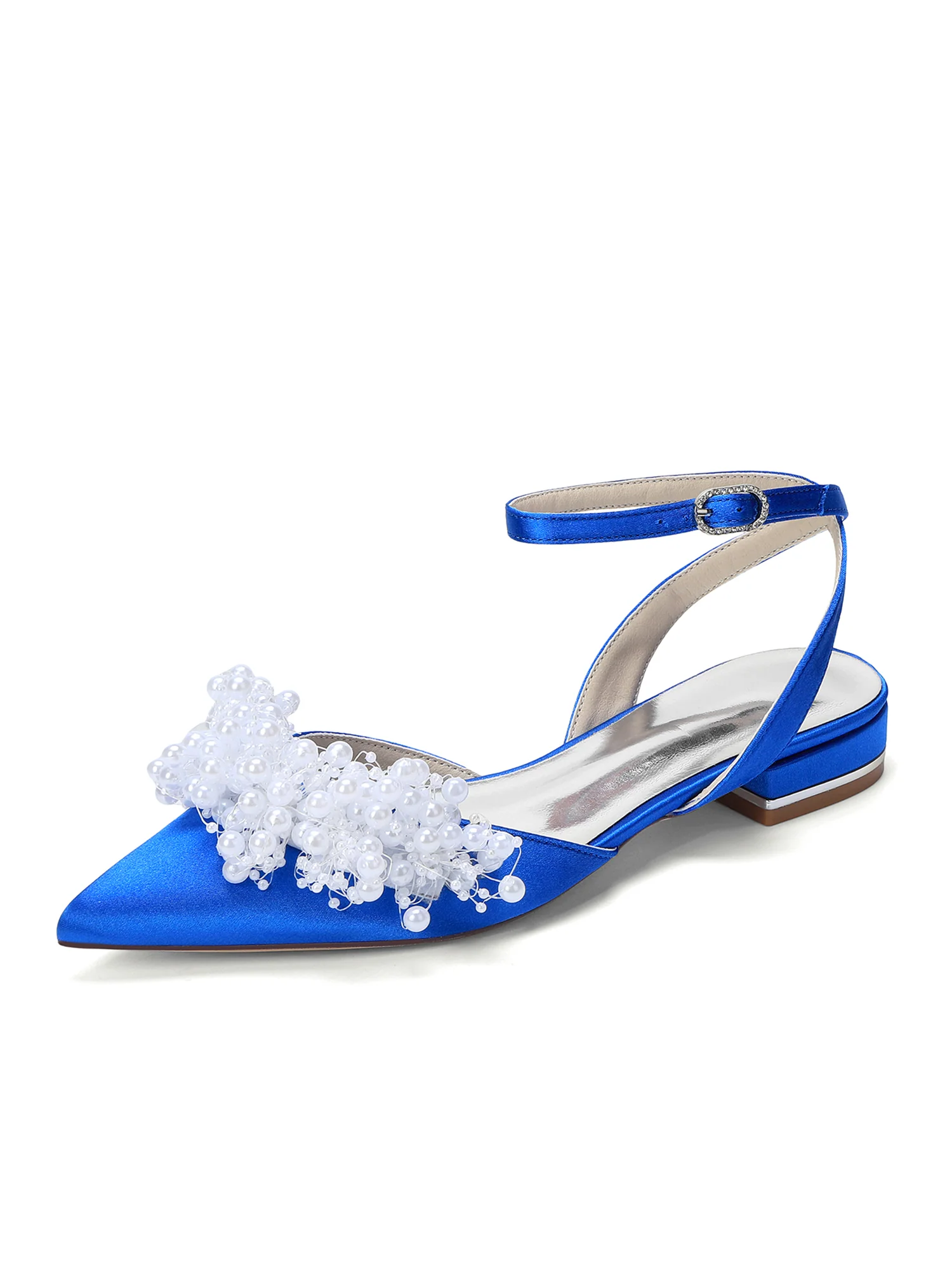 Satin Low Block Heels with Pearl Cluster - Image 10