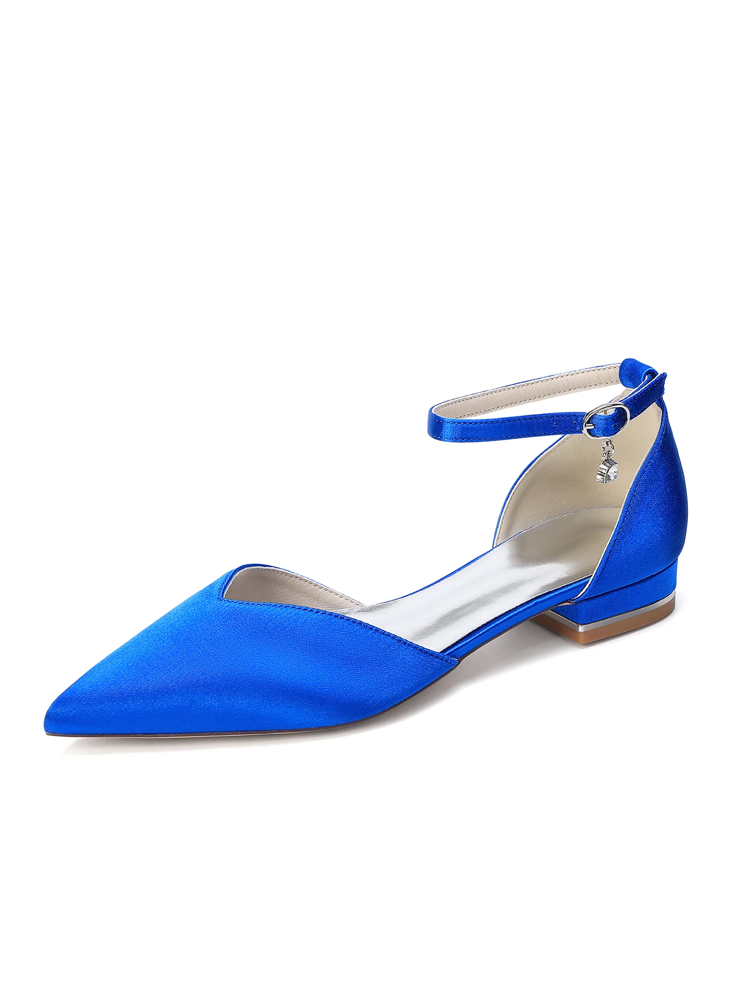 Pointed Toe Low Block Heels with Crystal Charm - Image 15