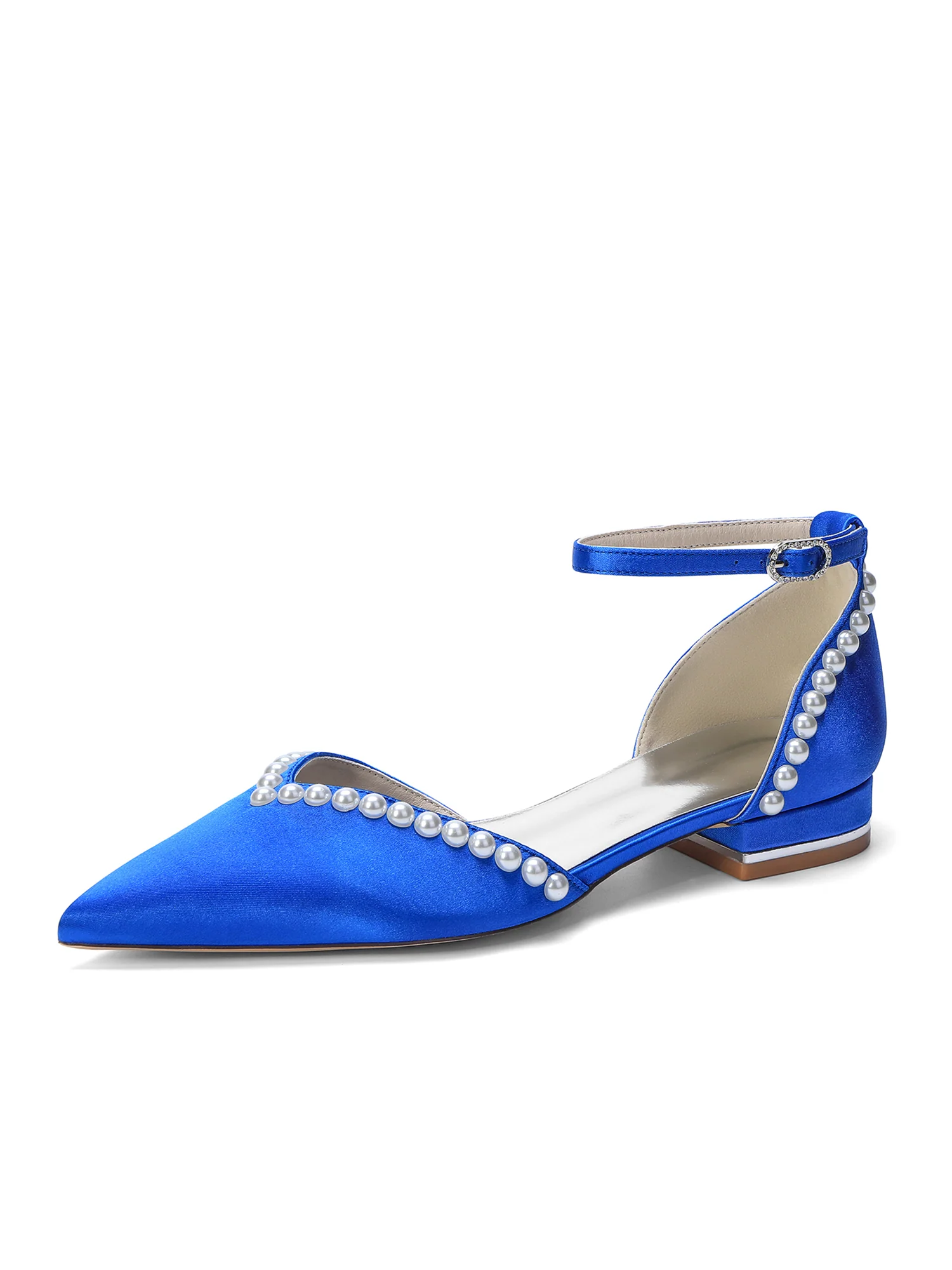 Pointed Toe Pearl Trim D'Orsay Flats - Image 15