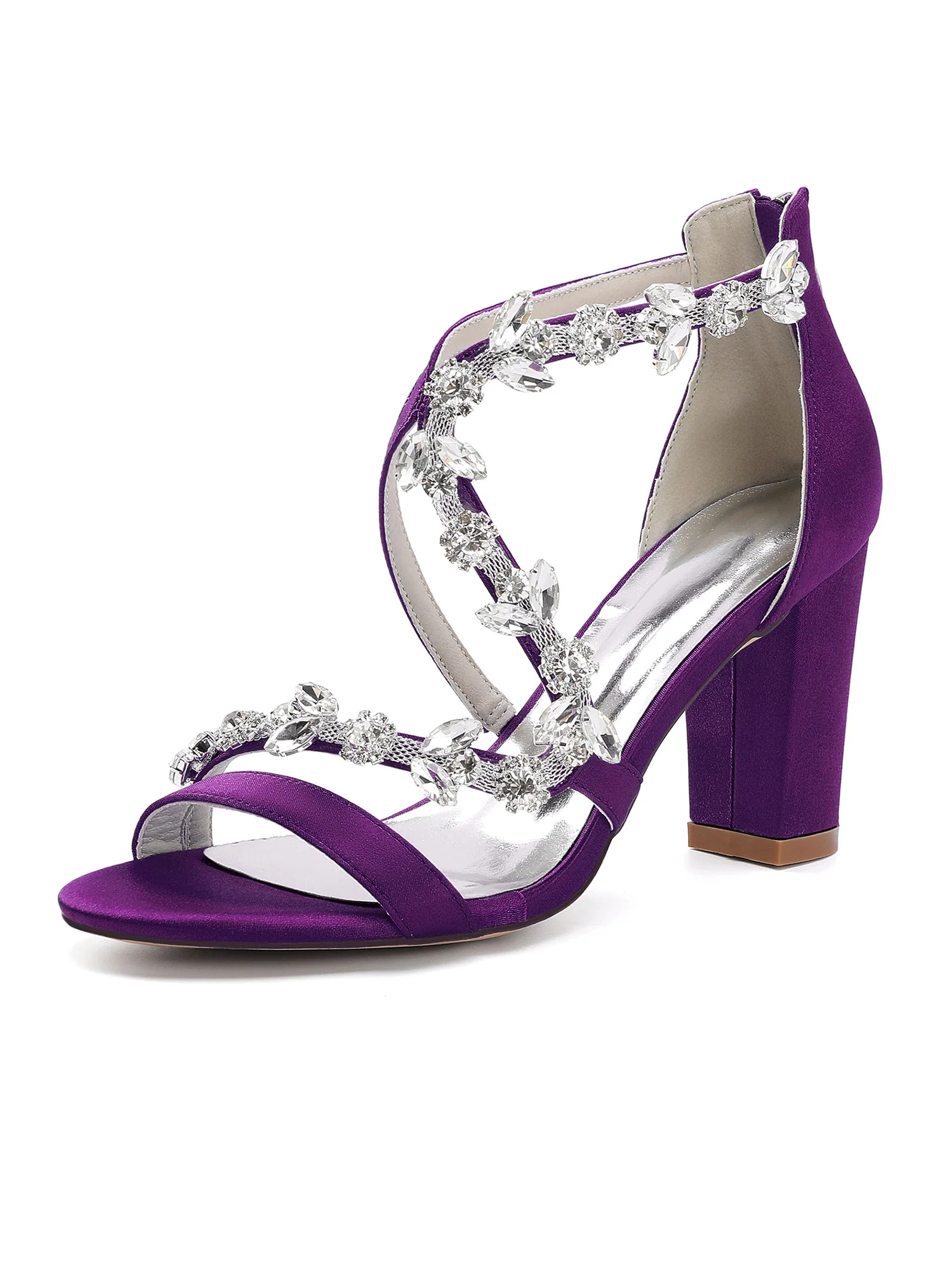 Crystal Floral S-Strap Block Heel Sandals - Image 8