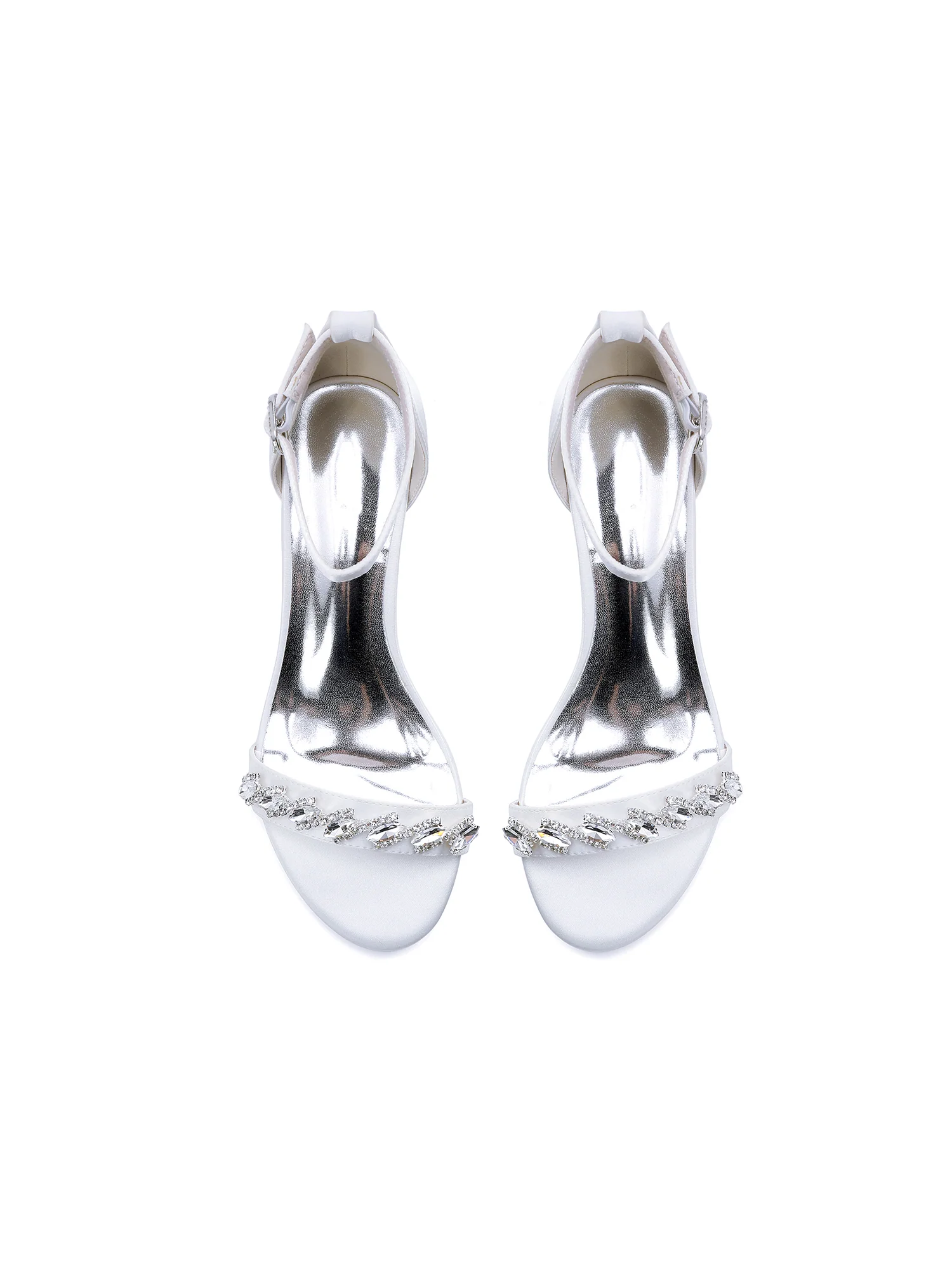 Glamorous Rhinestone Satin Block Heel Sandals - Image 16