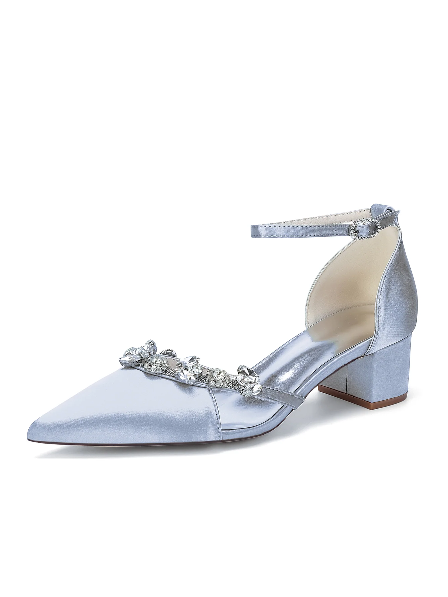Ankle Strap Block Heels with Crystal Vine Strap - Image 15