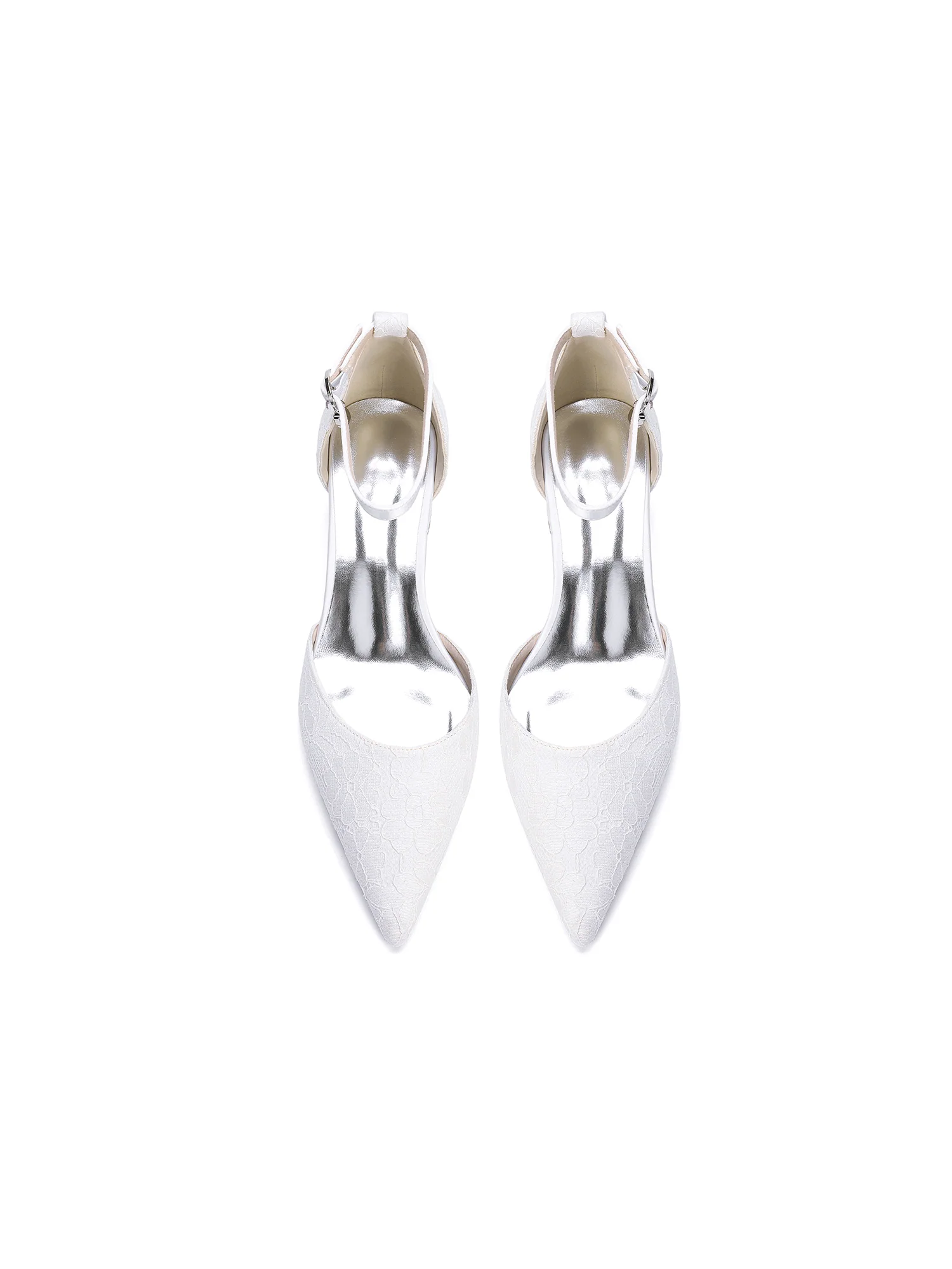 Floral Lace Pointed Toe Block Heels - Image 9