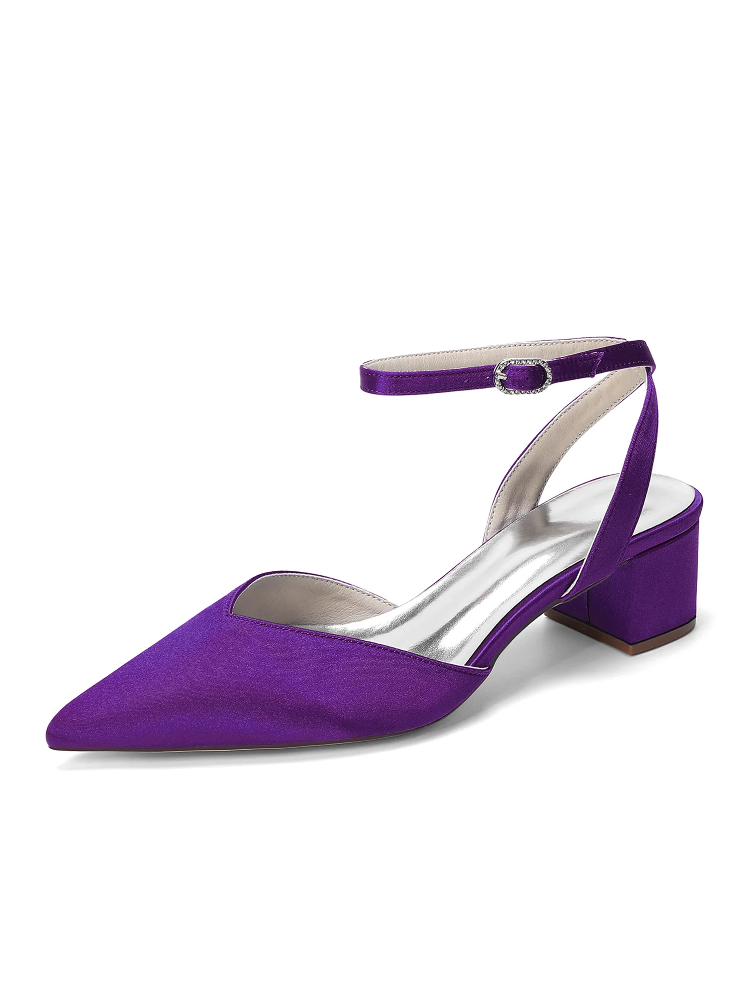 Minimalist Satin Block Heels with Ankle Strap - Image 8