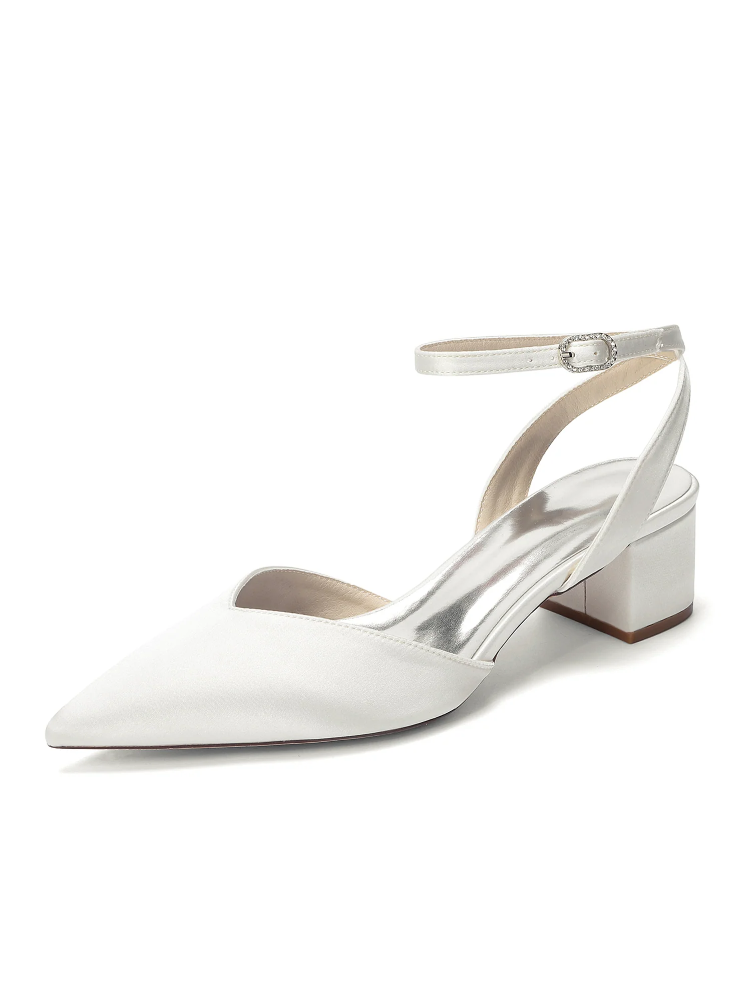 Minimalist Satin Block Heels with Ankle Strap - Image 9
