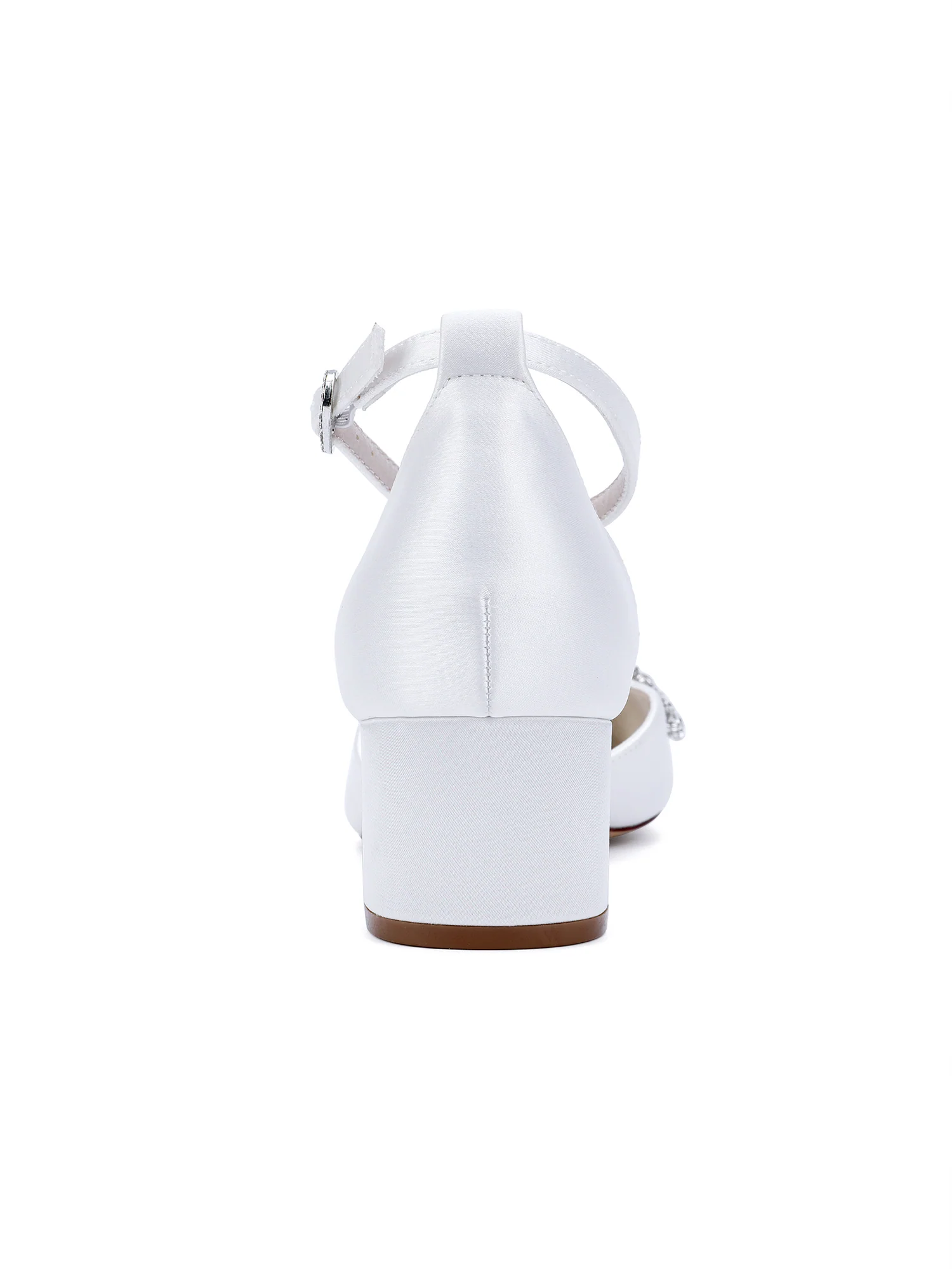 Pointed Toe Satin Block Heels with Pearl Bead Strap - Image 17