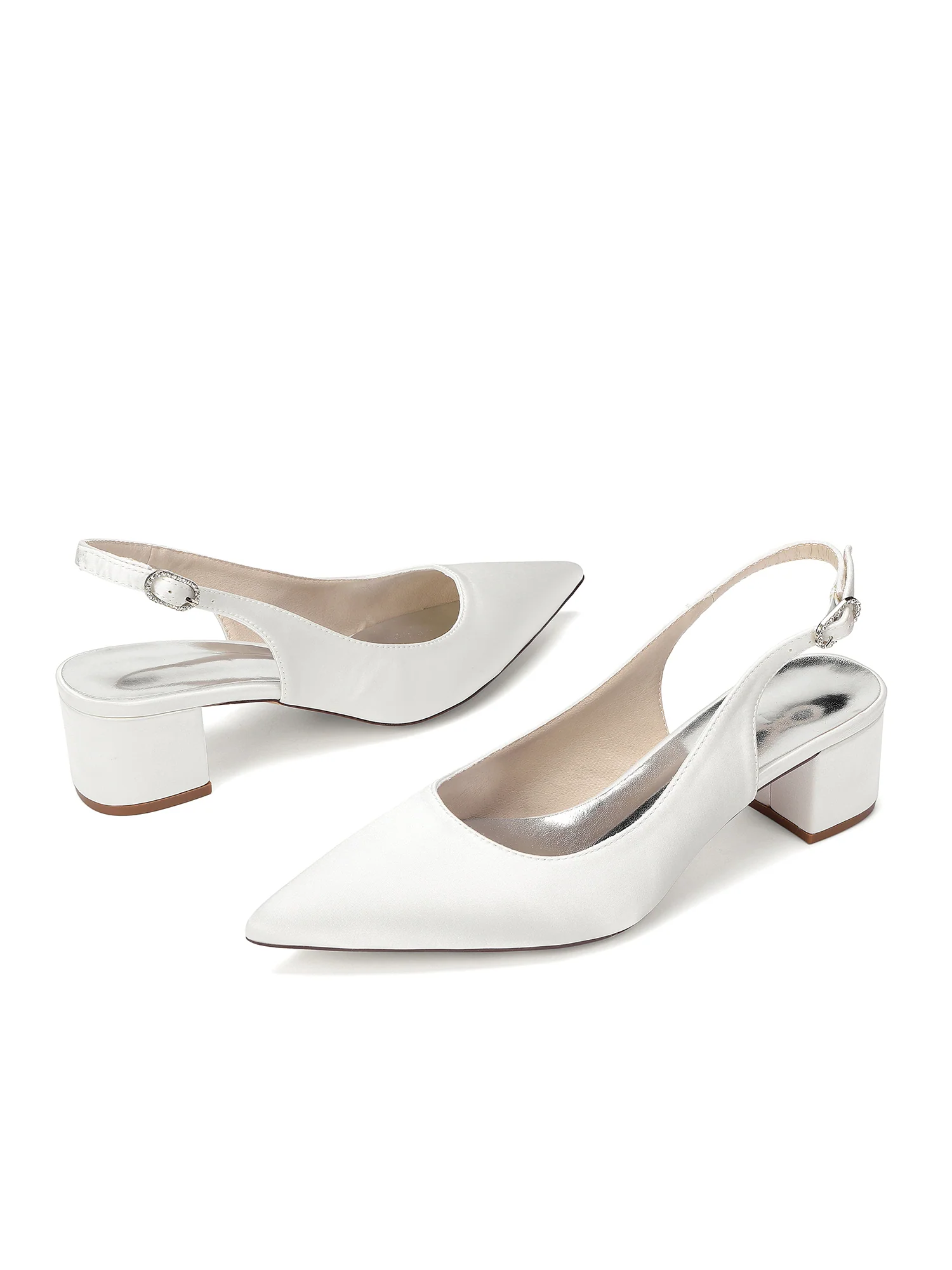 Minimalist Satin Block Heels with Slingback Strap - Image 13