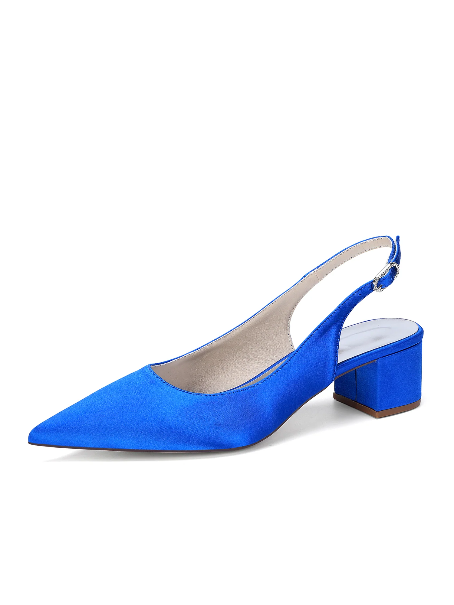 Minimalist Satin Block Heels with Slingback Strap - Image 15