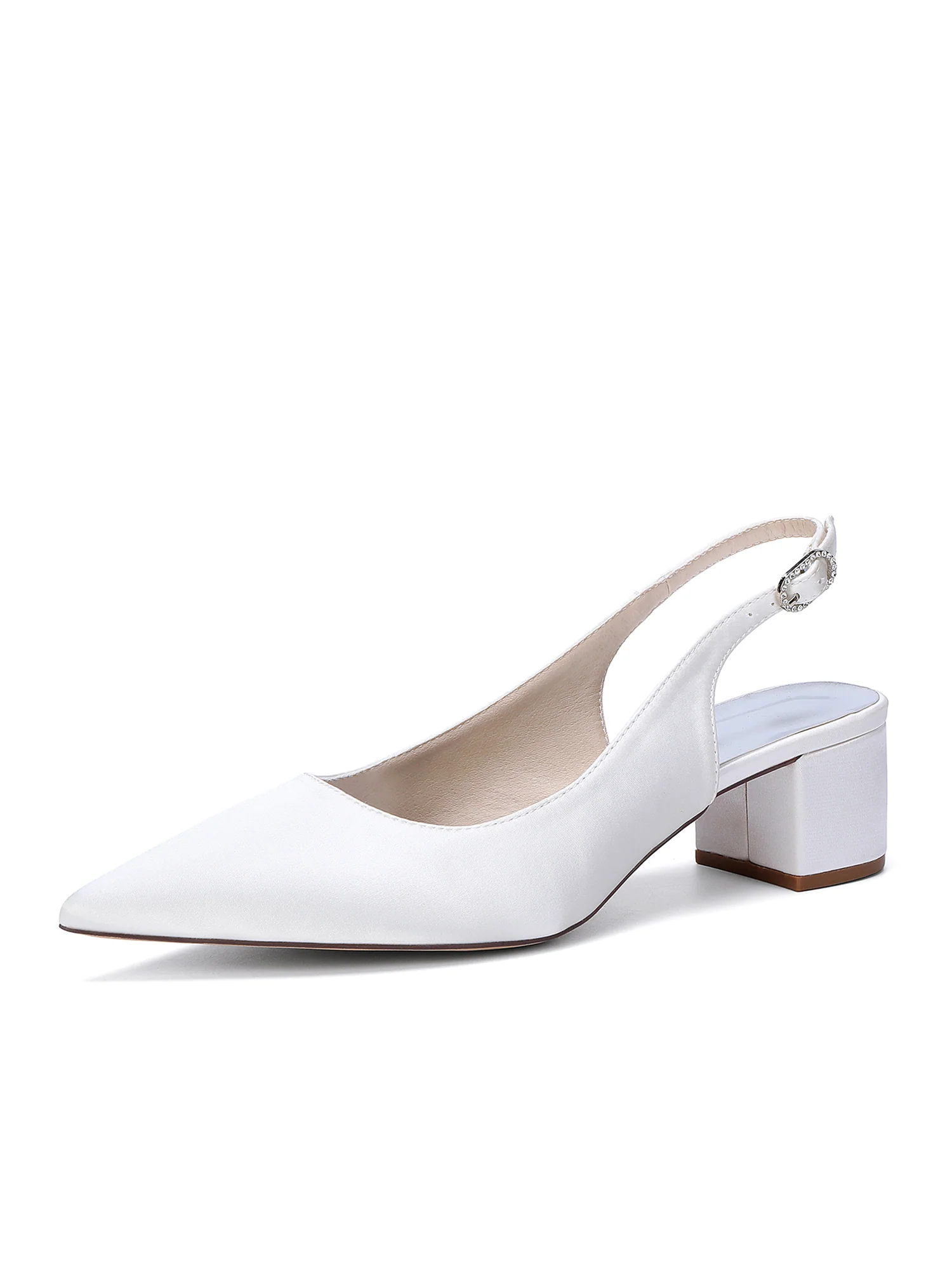 Minimalist Satin Block Heels with Slingback Strap - Image 17