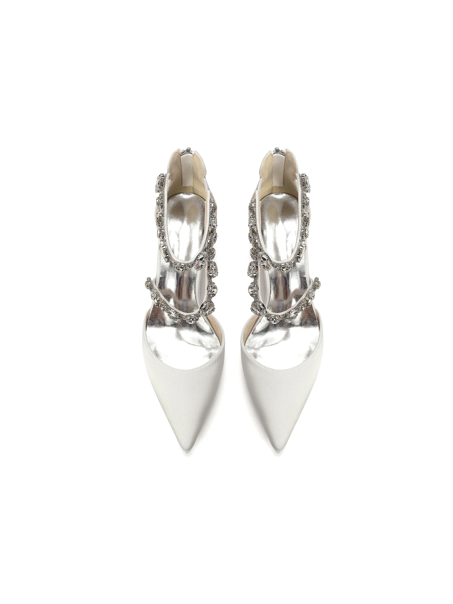 Satin Block Heels with Knotted Rhinestone Trim - Image 12