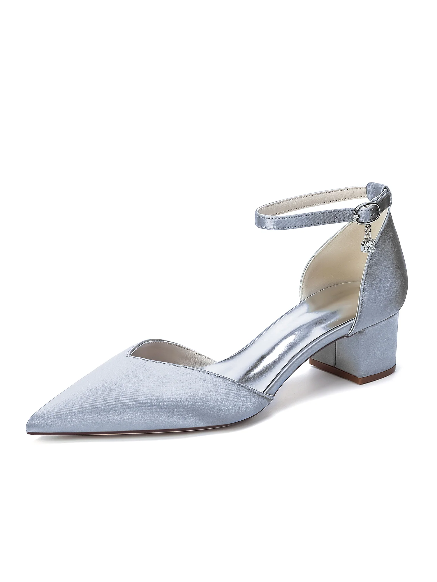 Ankle Strap Block Heels with Rhinestone Charm - Image 15