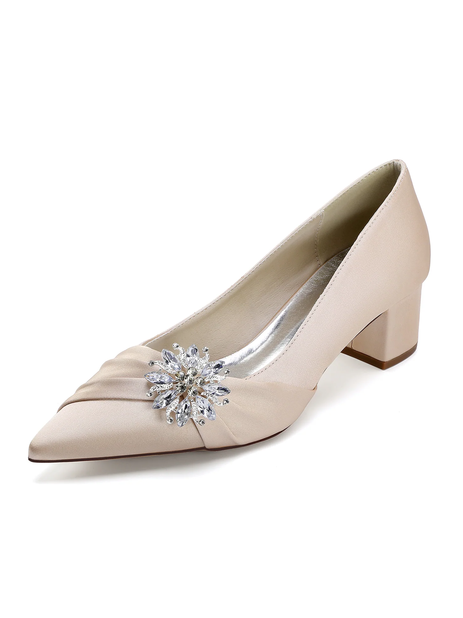 Crystal Pointed Toe Block Heel Pumps - Image 3