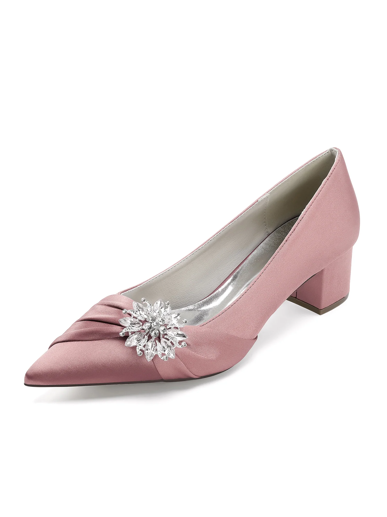 Crystal Pointed Toe Block Heel Pumps - Image 6