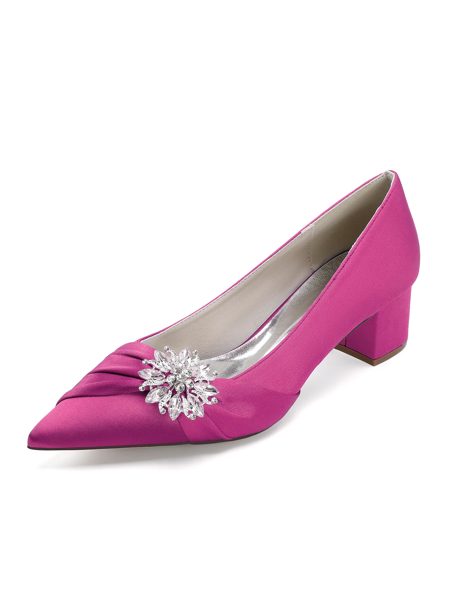 Crystal Pointed Toe Block Heel Pumps - Image 7