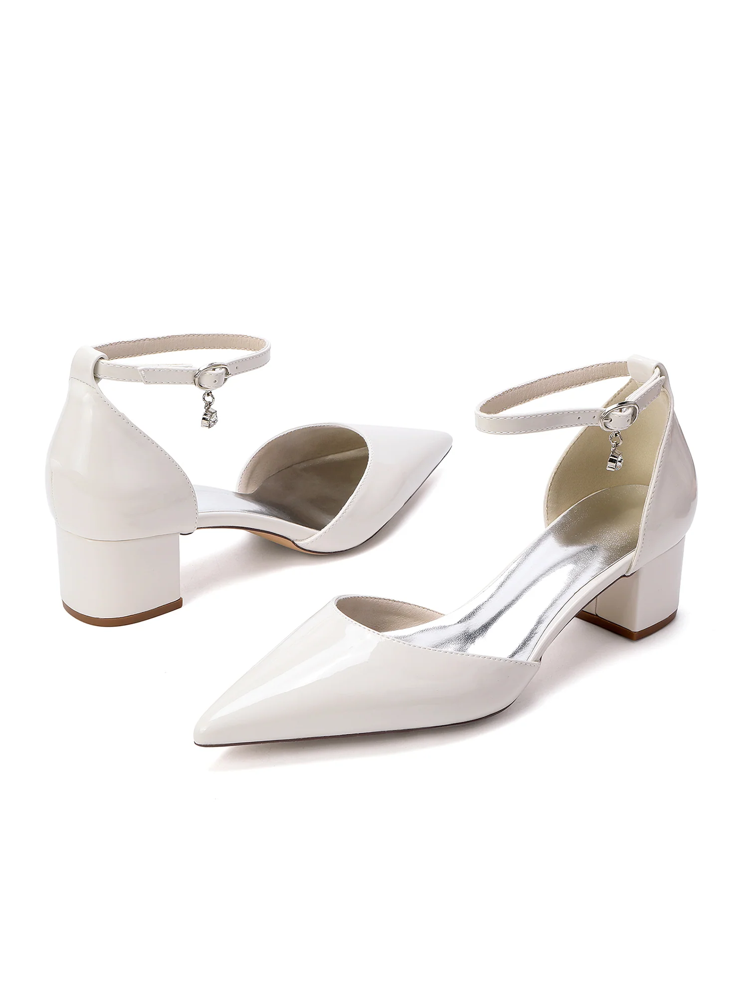 Patent Leather Pointed Toe Block Heels - Image 8