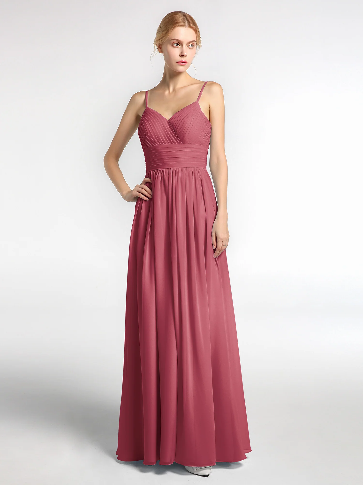 Spaghestti Strap Chiffon Maxi Gowns Cinnamon Rose - Image 7