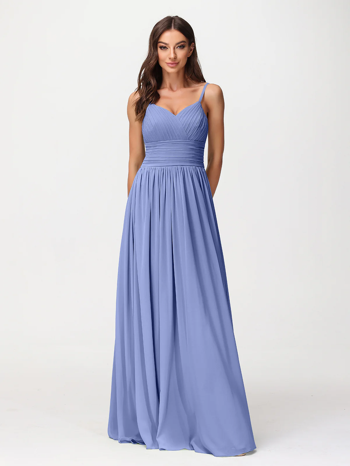 Spaghestti Strap Chiffon Maxi Gowns Periwinkle - Image 6