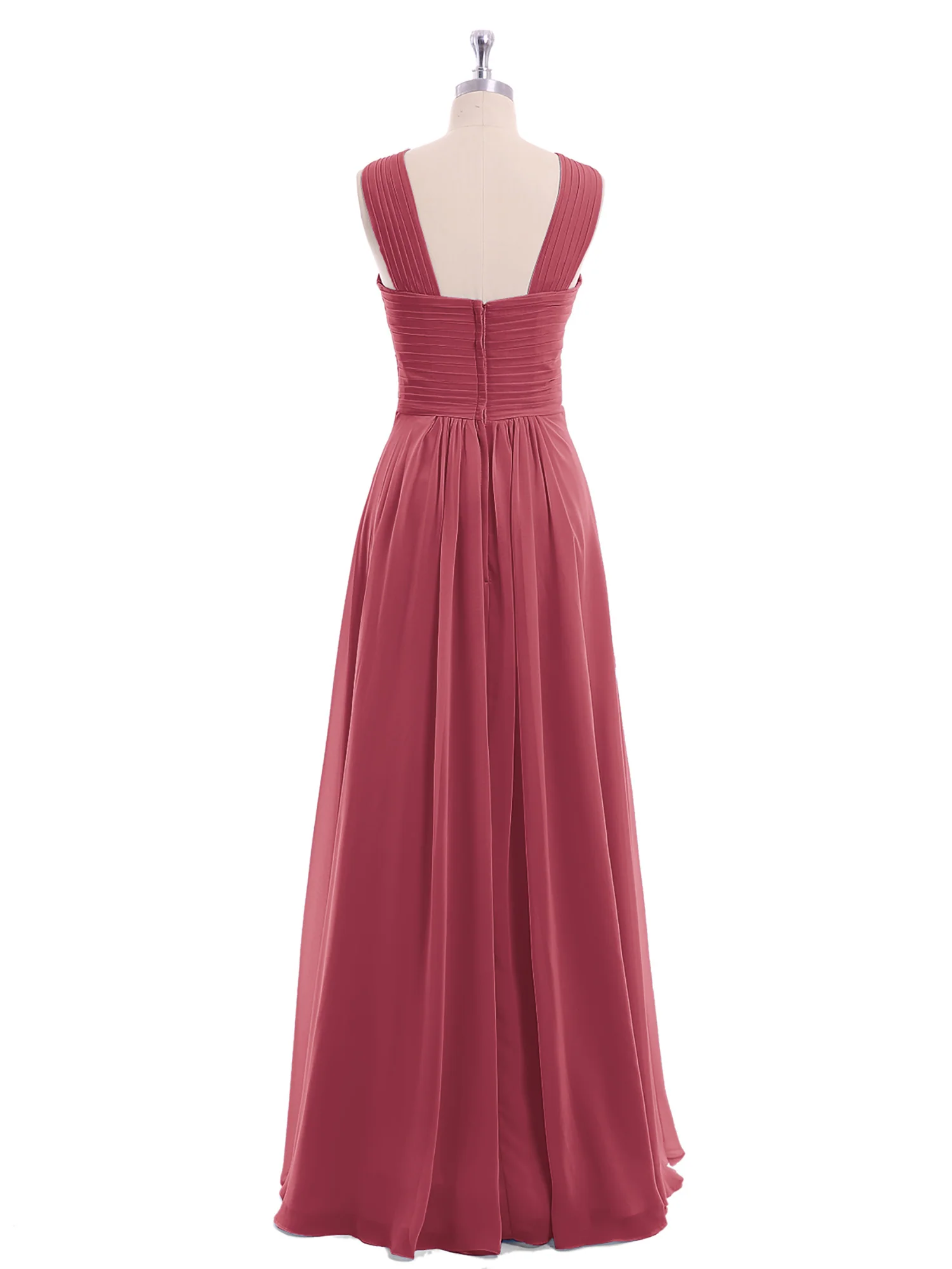 Cross Shoulder Strap Chiffon Dress with Empire Waist Cinnamon Rose - Image 8