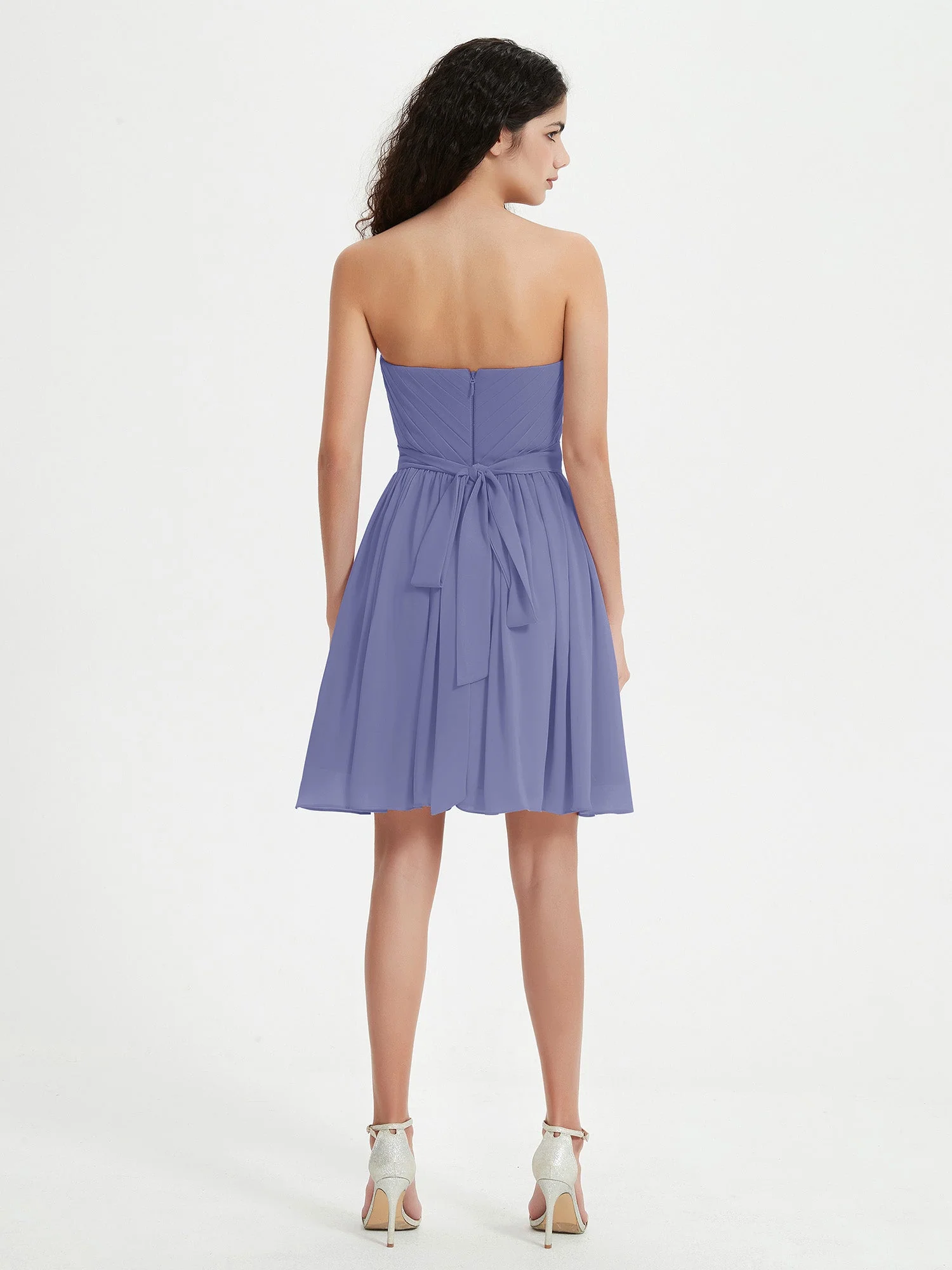 Strapless Sweetheart Neck Mini Dresses-Periwinkle - Image 2