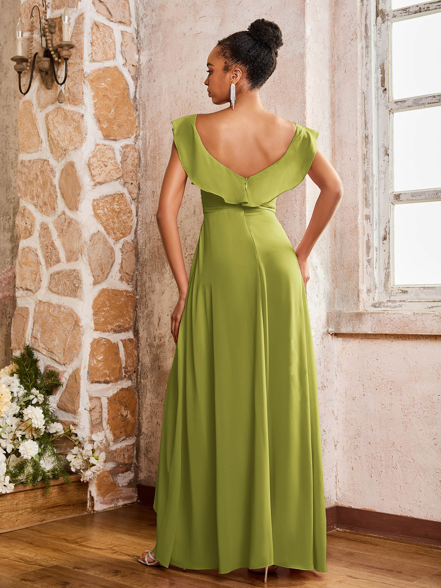 Elegant Chiffon Jumpsuit with Flowing Skirt Overlay Clover - Image 2