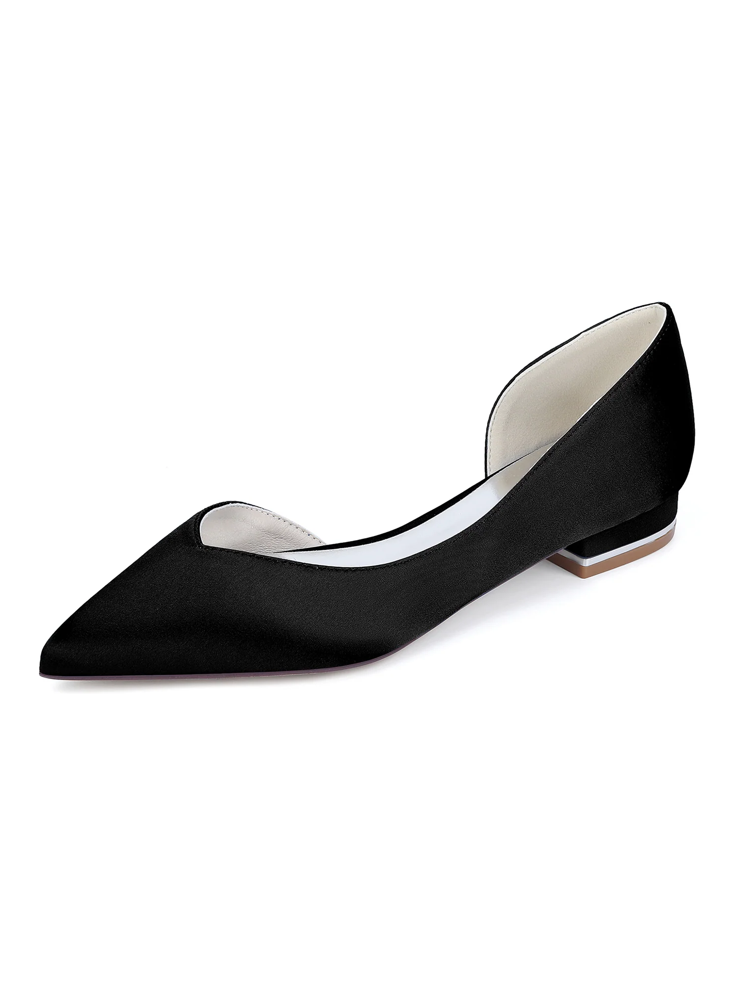 Elegant Pointed Toe Faux Silk Low Chunky Heels - Image 8