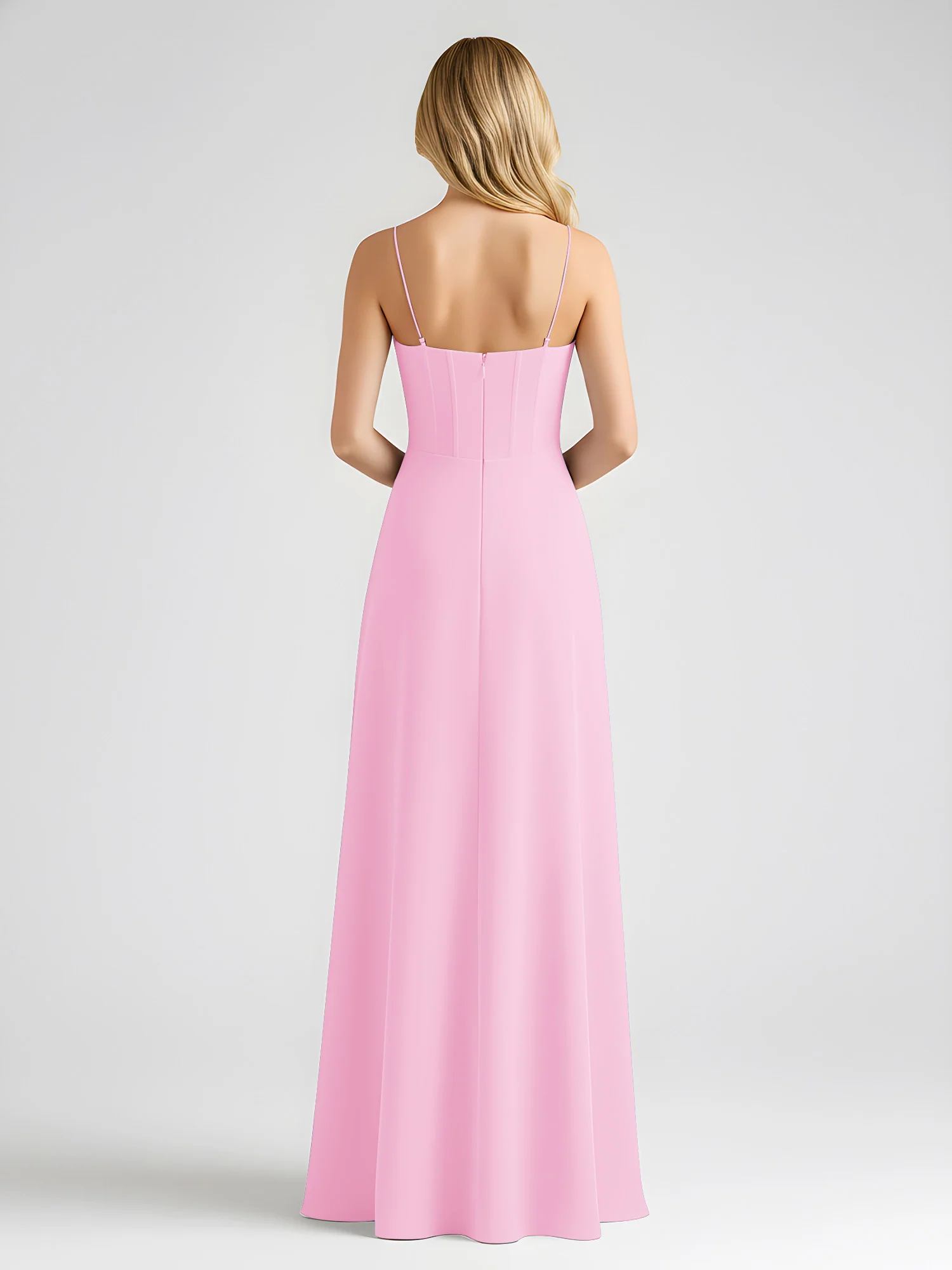 Spaghetti Strap A-Line Maxi with Bow Ties Candy Pink - Image 2