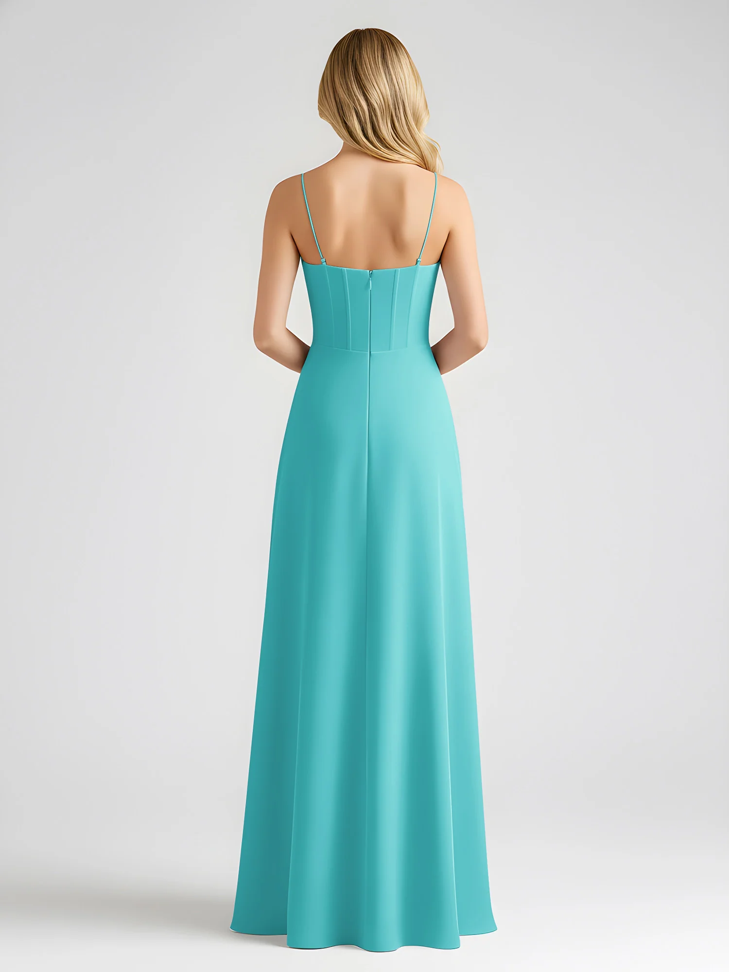 Spaghetti Strap A-Line Maxi with Bow Ties Jade - Image 2