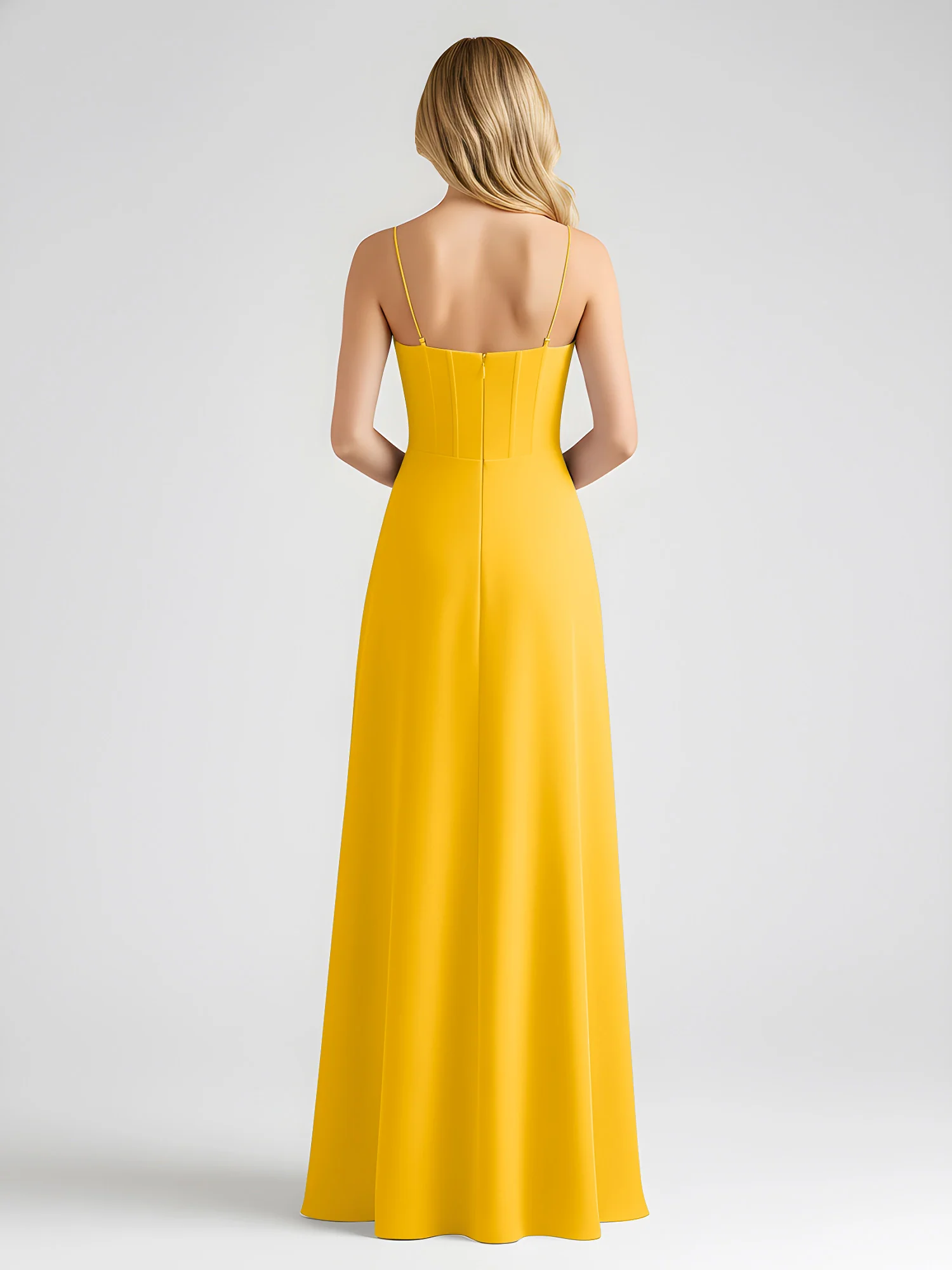 Spaghetti Strap A-Line Maxi with Bow Ties Marigold - Image 2