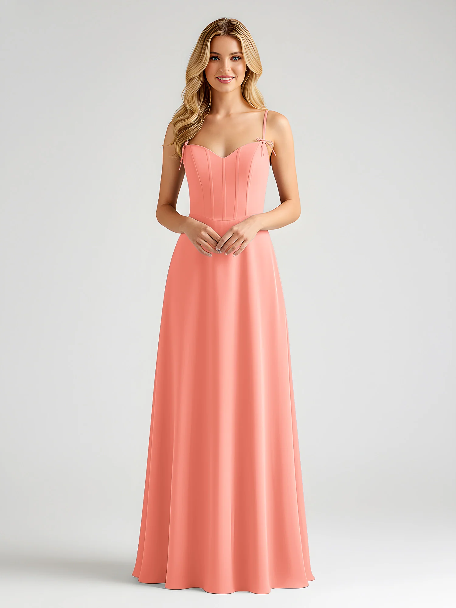 Spaghetti Strap A-Line Maxi with Bow Ties Sunset
