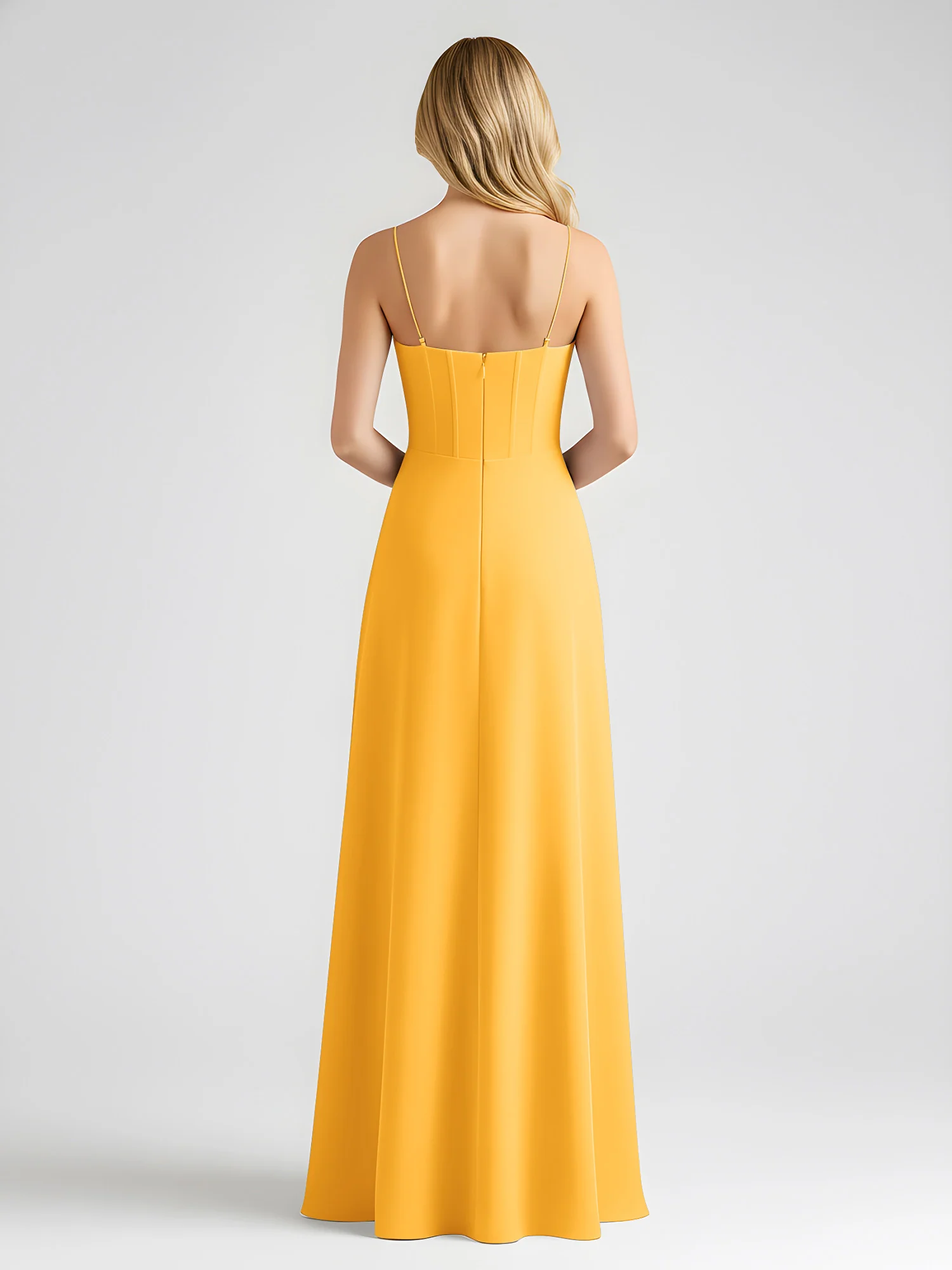 Spaghetti Strap A-Line Maxi with Bow Ties Tangerine - Image 2