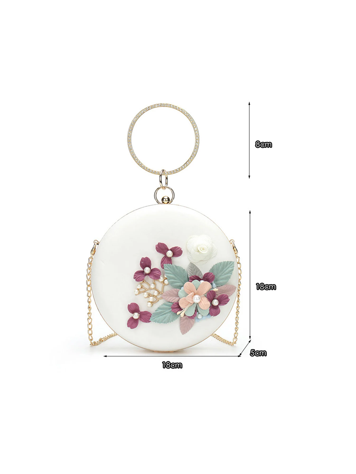 Flower Diamond Pearl Small Round Bag - Image 7