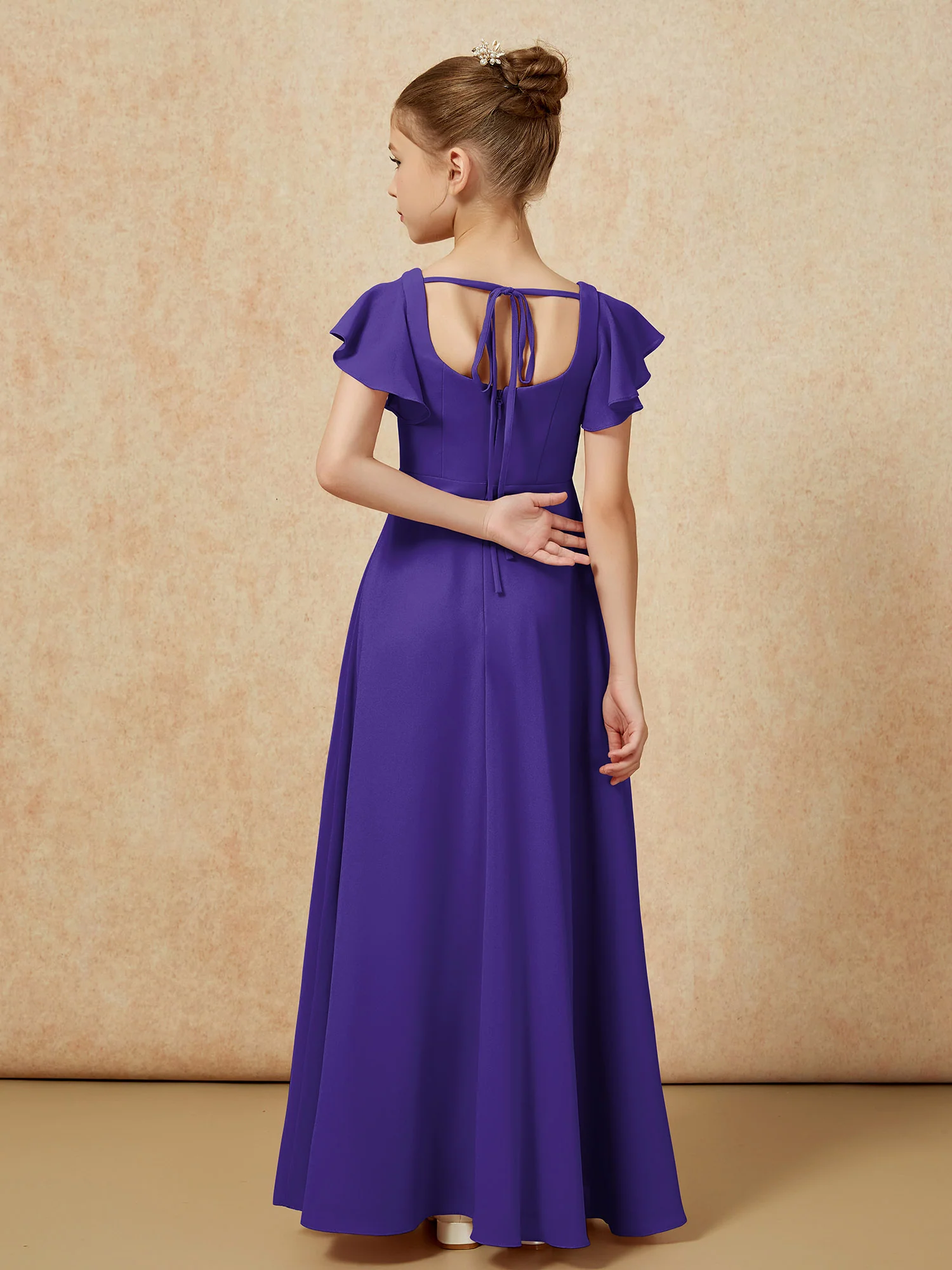 Flutter Sleeves Long Junior Bridesmaid Dresses With Slit Regency - Image 2