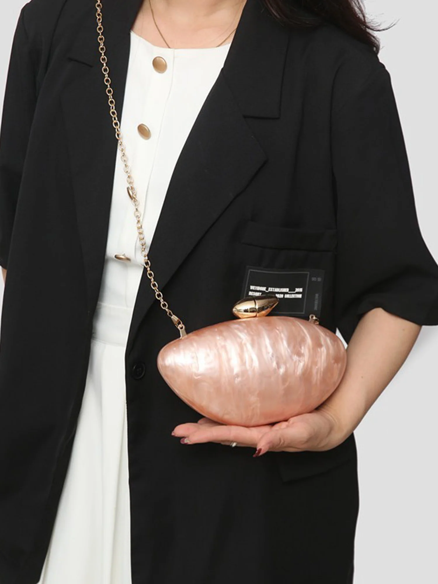 Glossy Acrylic Egg-Shaped Shoulder Bag - Image 2