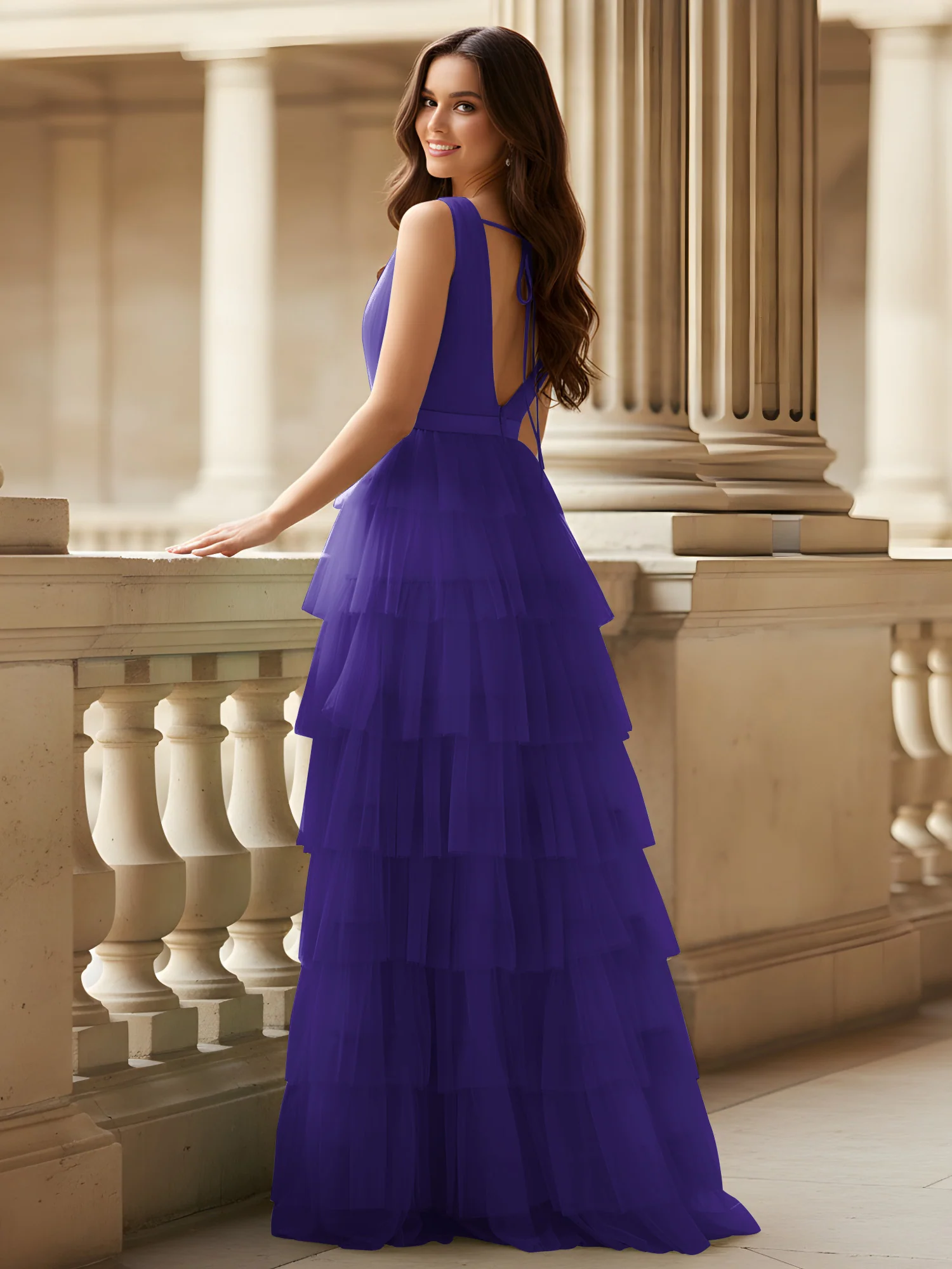 Ruched Bodice Formal Dress with Waistband Detail Regency - Image 2