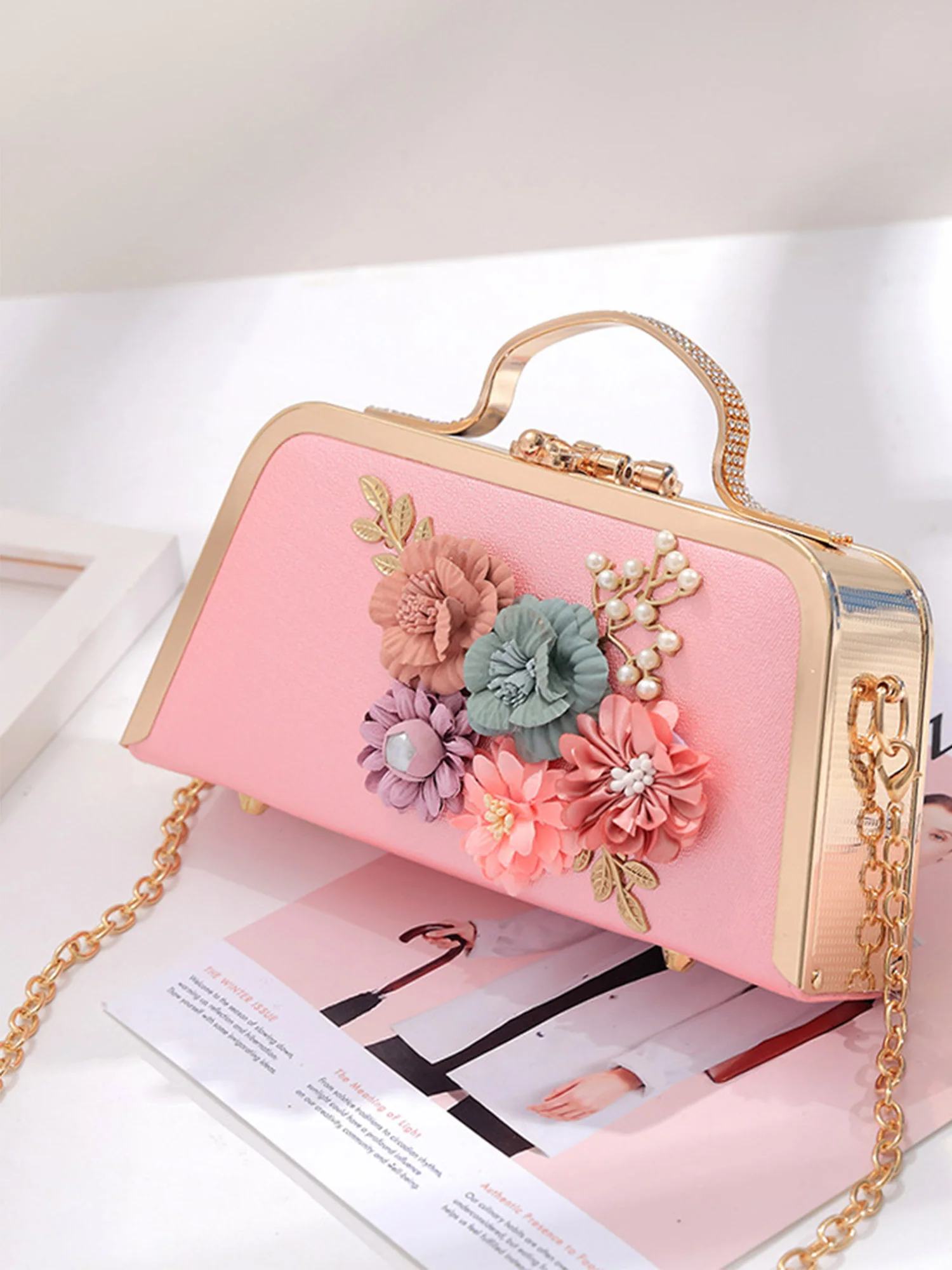 Handheld Flower Square Evening Bag - Image 7