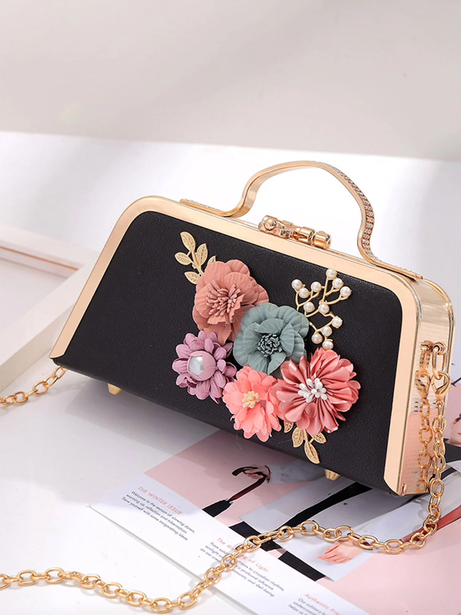 Handheld Flower Square Evening Bag - Image 9