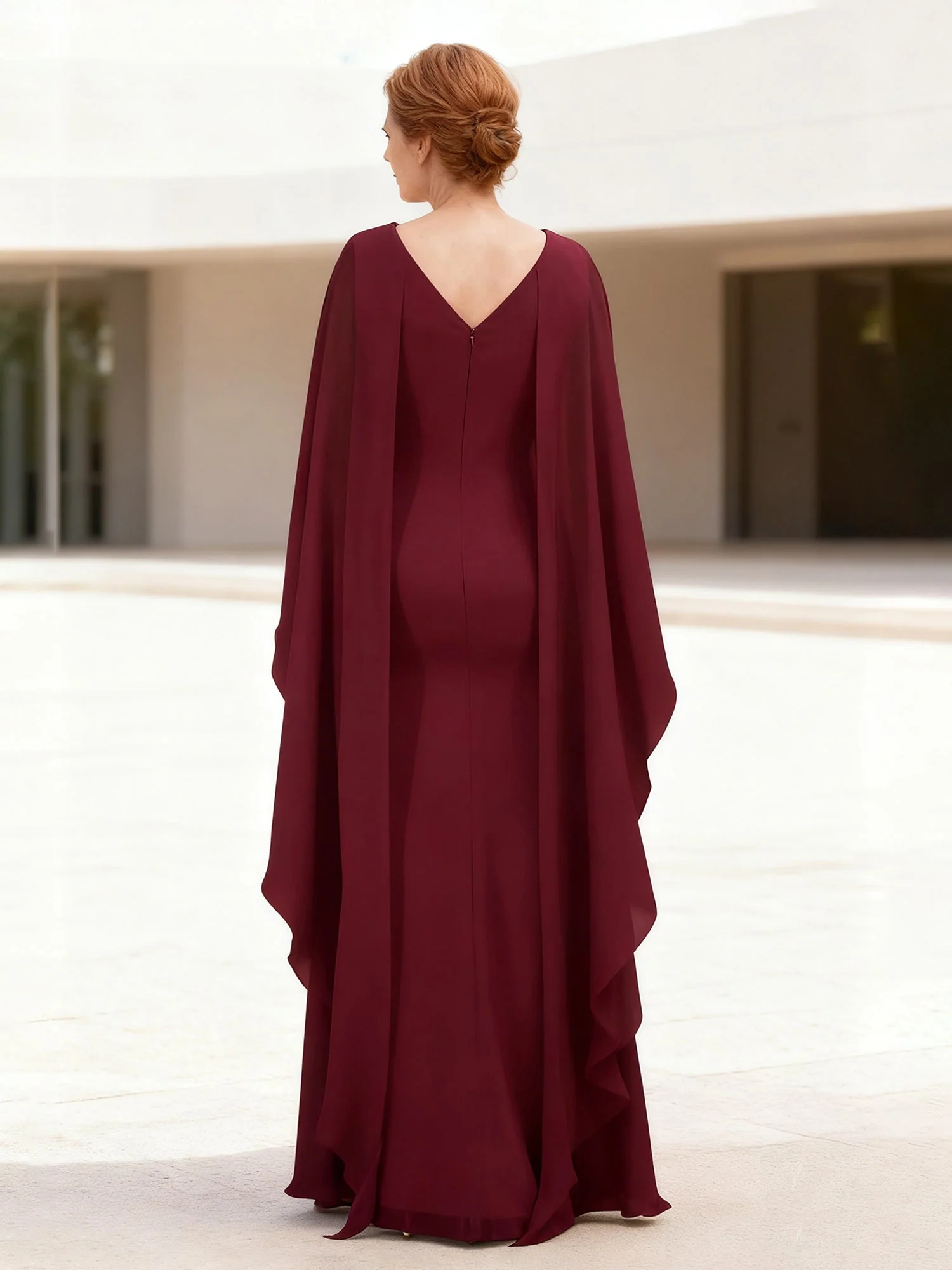 Sleek Fit Evening Dress Floor Length Overlay Detail Gold - Image 2